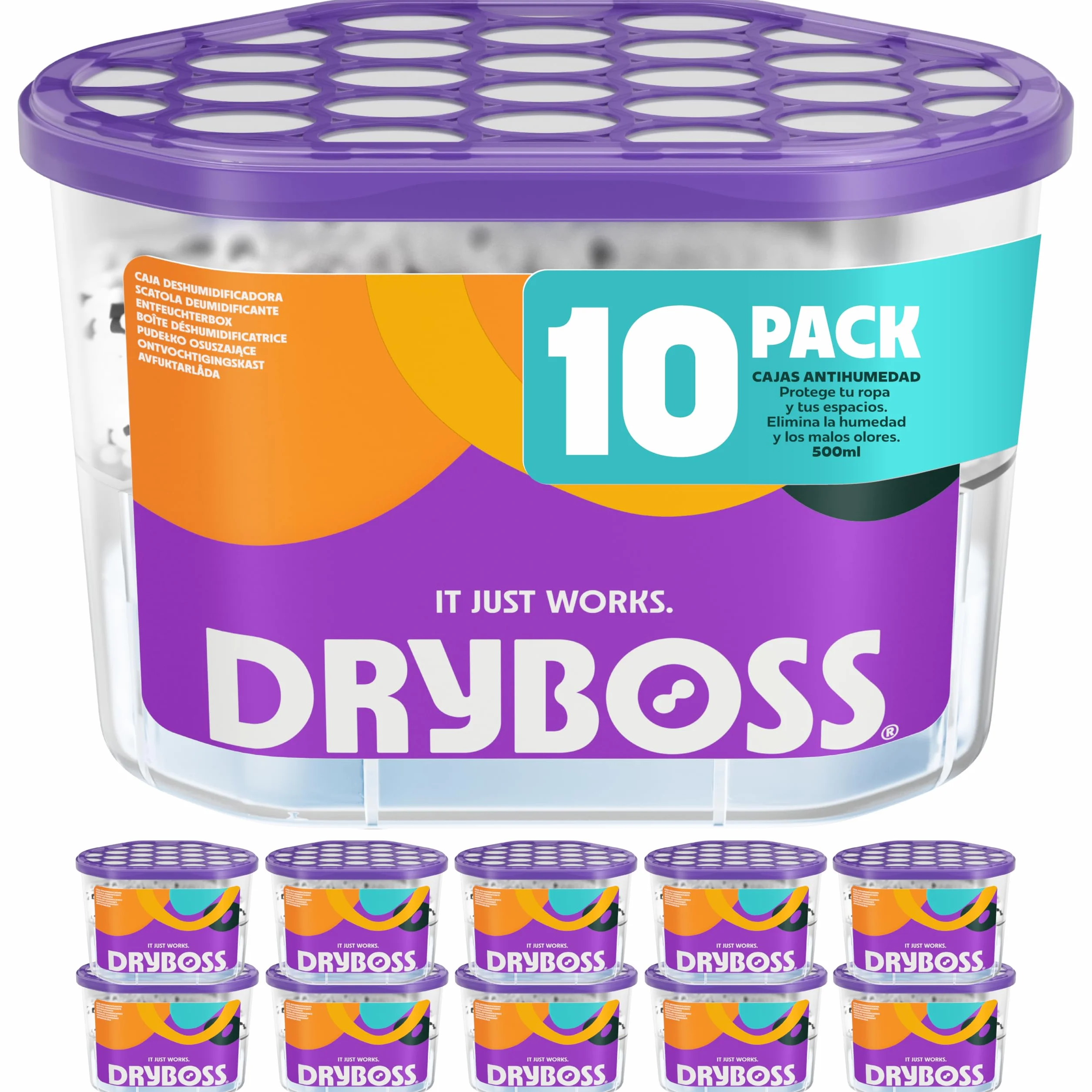 Pack x 10 Deshumidificador Absorbente Anti Humedades de Armarios, Interior Casa, Cajones, Habitacion, Pared, Coche. Quita Olores y Absorbe Humedades. Previene Condensación. Antihumedad