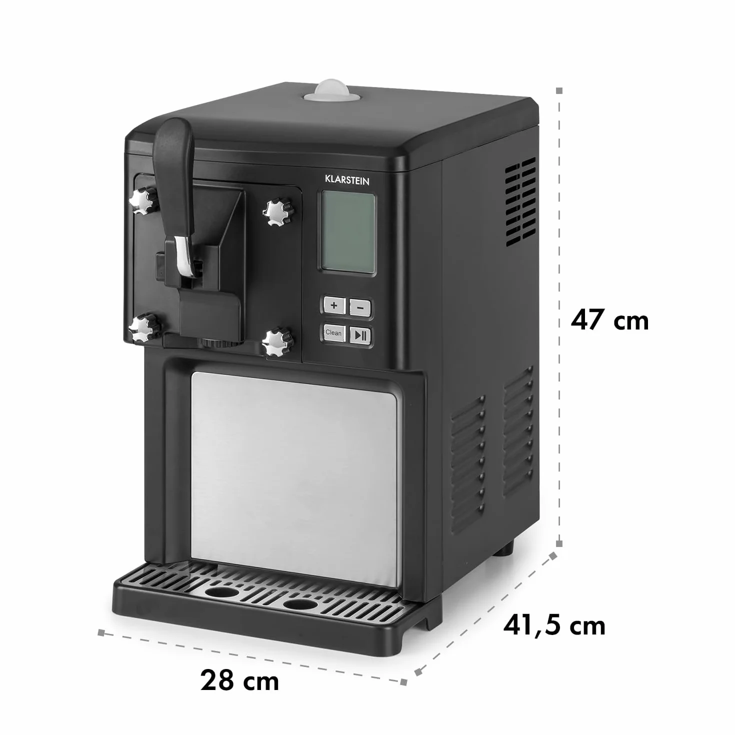 Klarstein Sweet Sundae - Máquina de helados, Por compresión, Hasta 900 g, 200 W, Enfriamiento de 3h, Capacidad 1,5 L, Limpieza automática, Sistema de dispensación, Embudo, Pantalla LCD, Negro