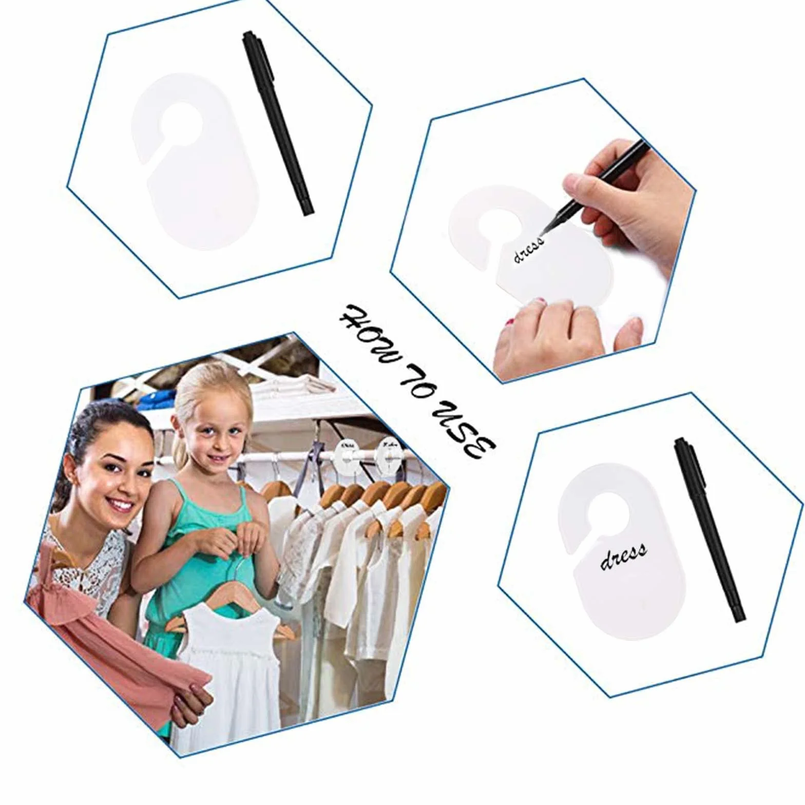 10 Piezas Divisores de Tamaño de Ropa, Perchas y Separadores de Armario para Bebés y Adultos - Distinción de Tamaño en Hogar y Tienda