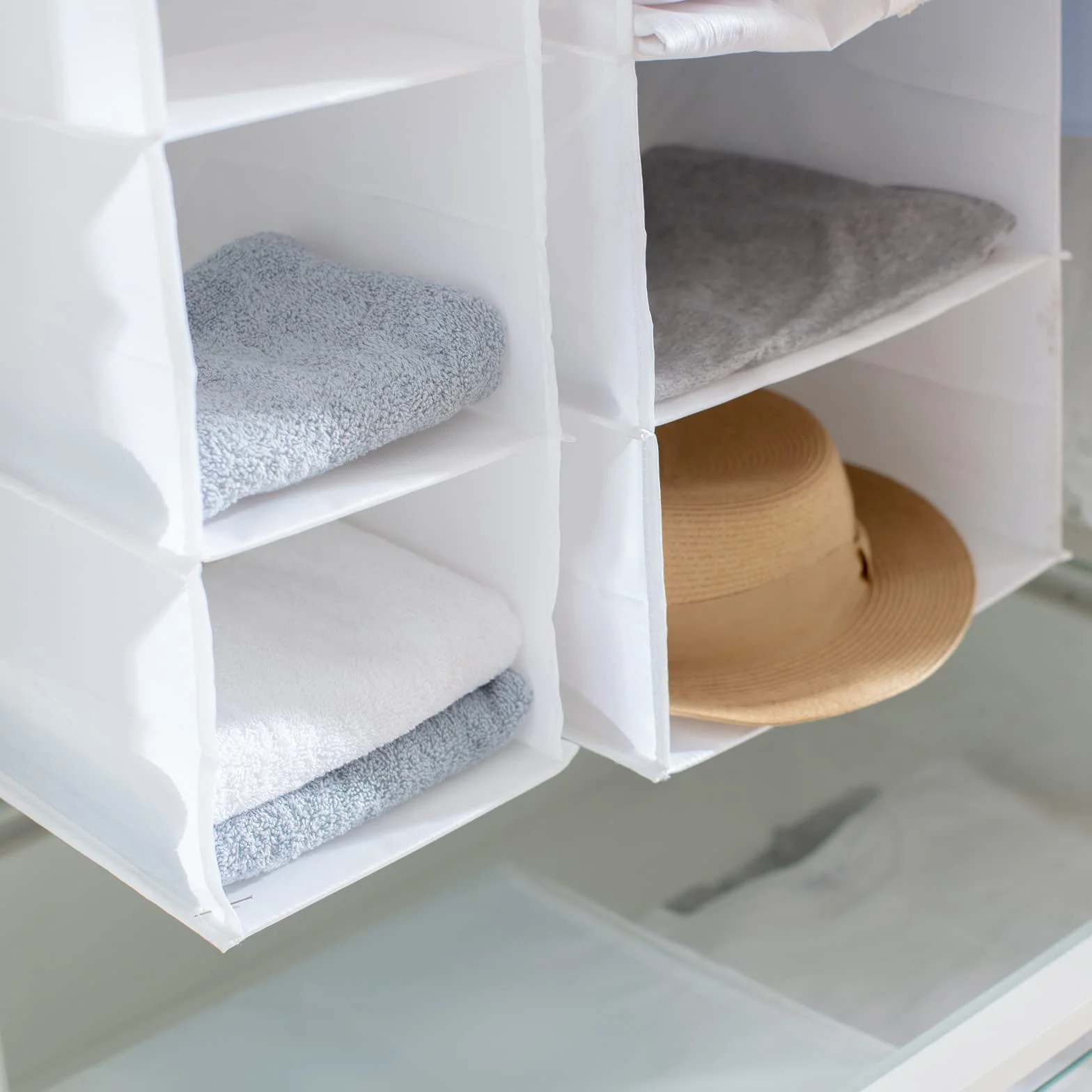 Organizador Estante de Ropa con 6 Baldas, Estantería de Tela para Armarios Blanco 20cm
