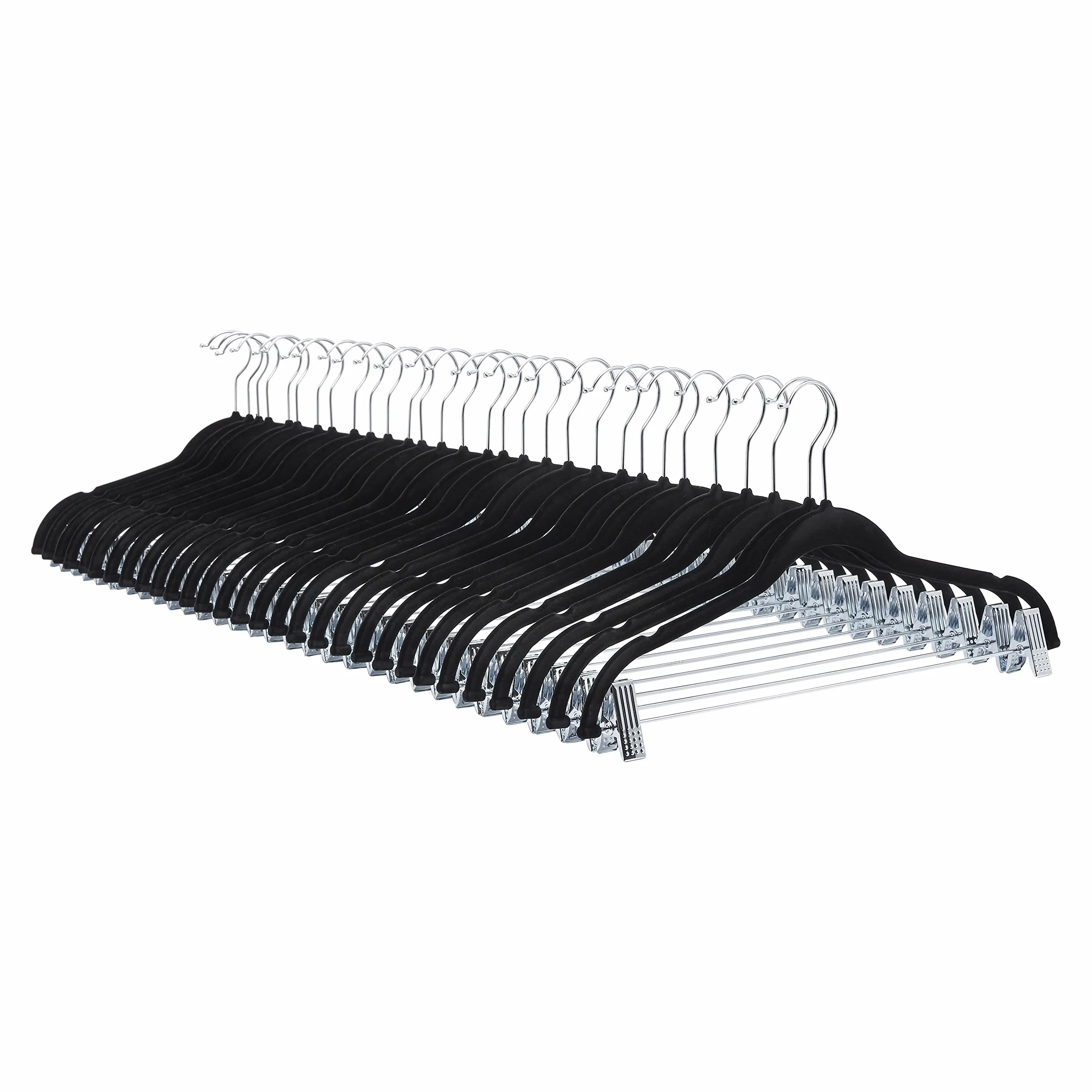 Amazon Basics 24unidad Perchas de terciopelo para faldas, Color negro