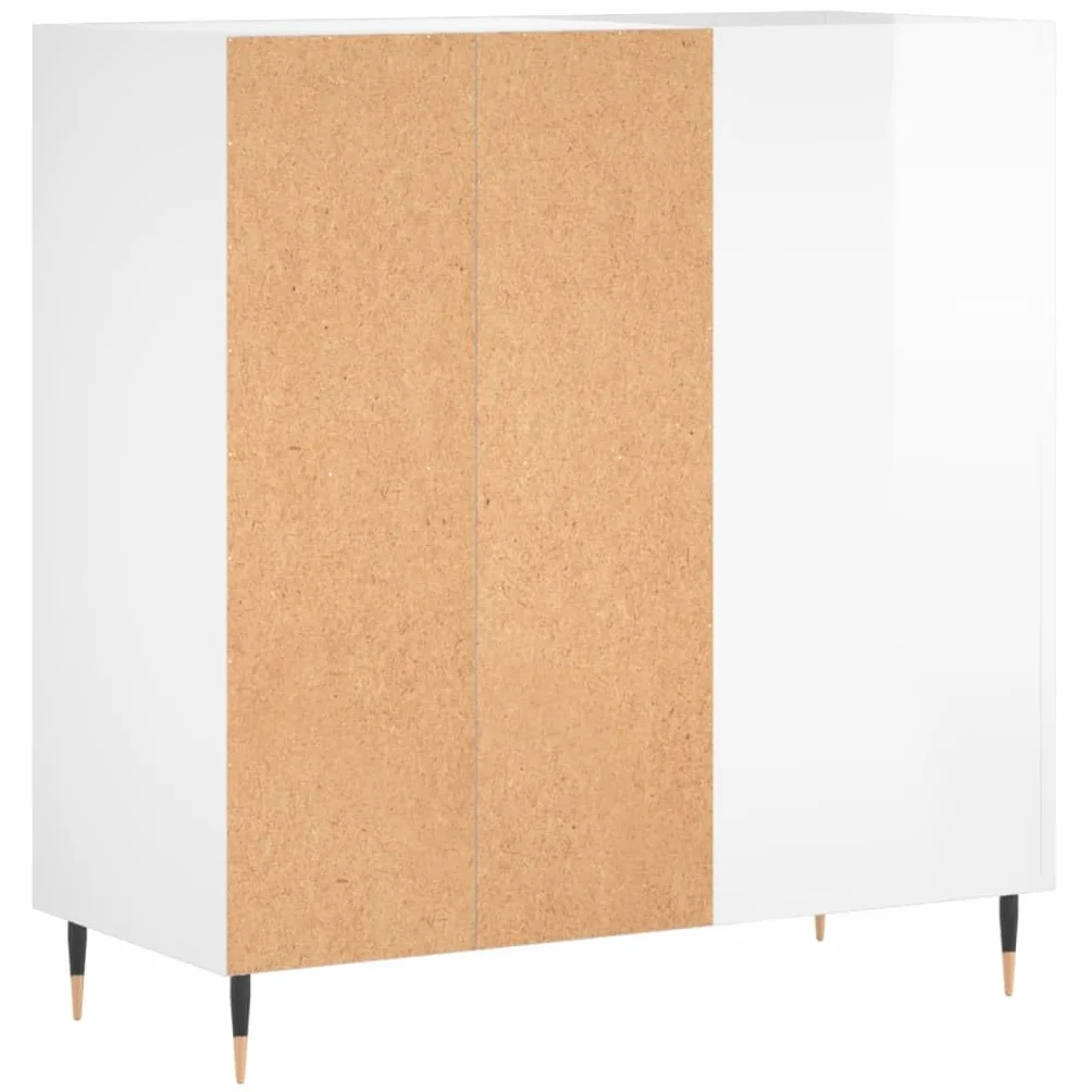 Mueble discos madera contrachapada blanco brillo 84,5x38x89 cm Almacenamiento CD DVD
