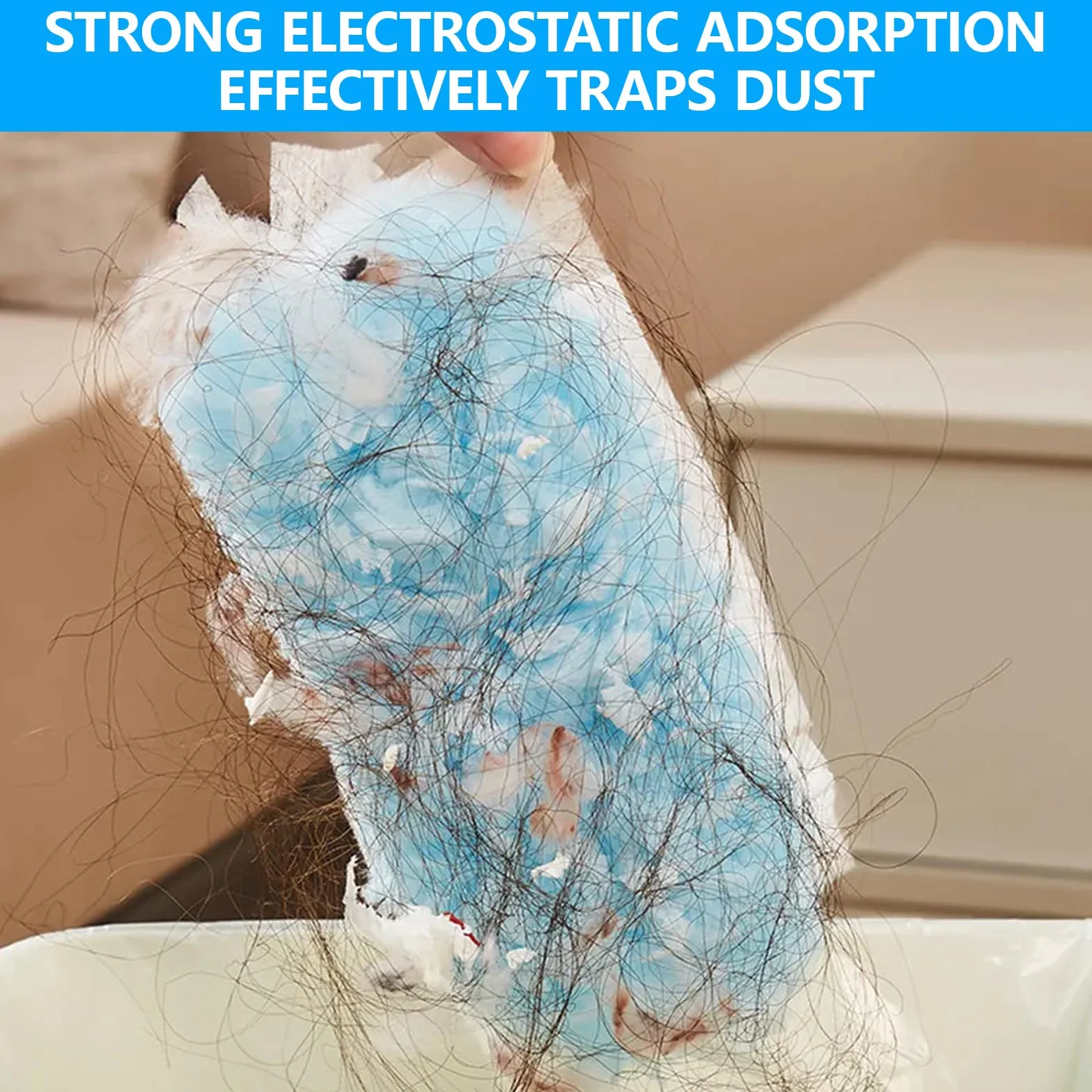 52 Piezas Recambios Plumero Atrapapolvo, Compatible con Swiffer & Otros Dusters, Piezas de Microfibra Desechable, 50 Paños, 2 Asas, para Limpiar Polvo, Pelo de Animales y Suciedad (Azul)
