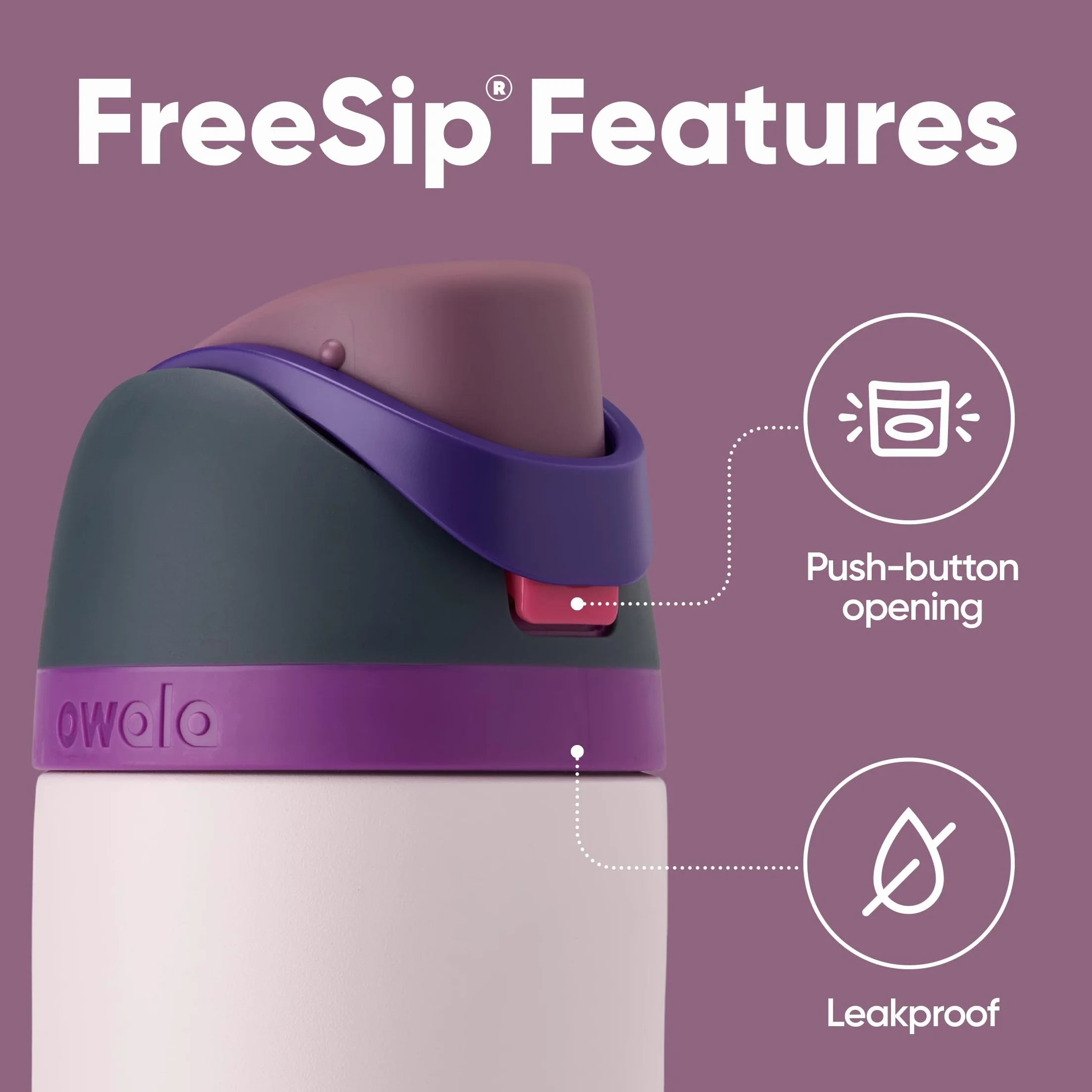 Owala FreeSip botella agua acero inoxidable 710 ml térmica a prueba de fugas sin BPA Dreamy Field