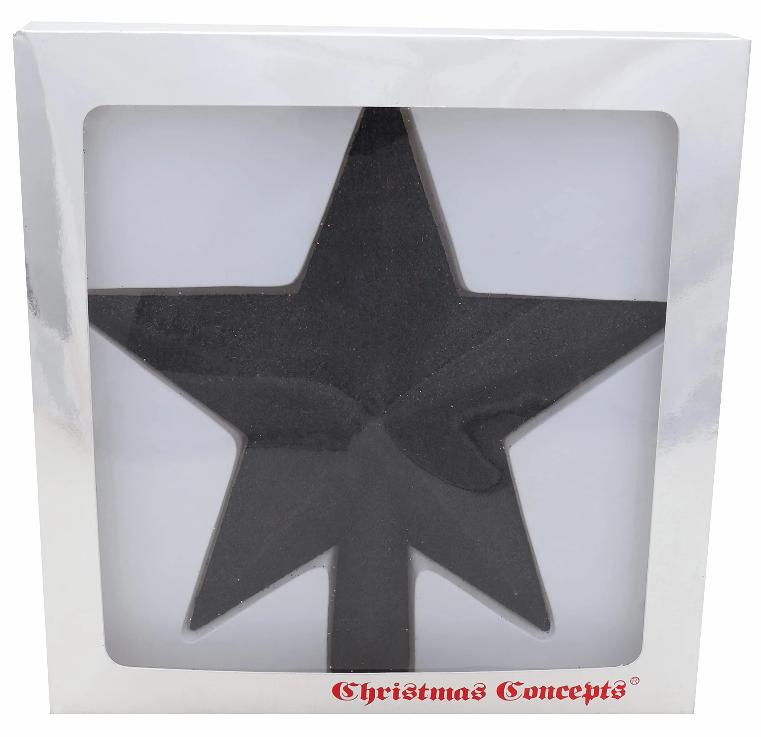 Christmas Concepts 20cm Glitter Tree Topper Czarny Adorno Punta Árbol Navidad