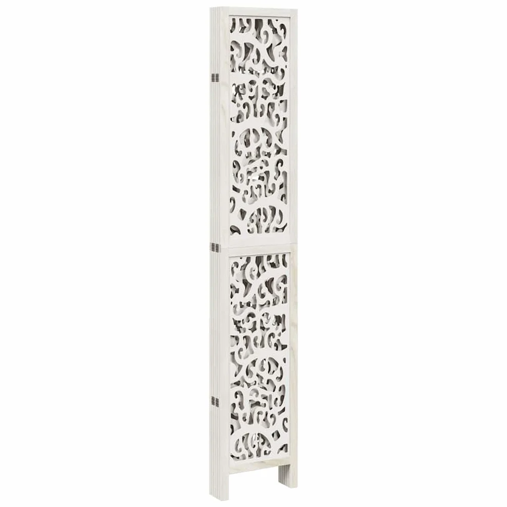 vidaXL Biombo Separador de 6 Paneles Madera Maciza Paulownia Blanco