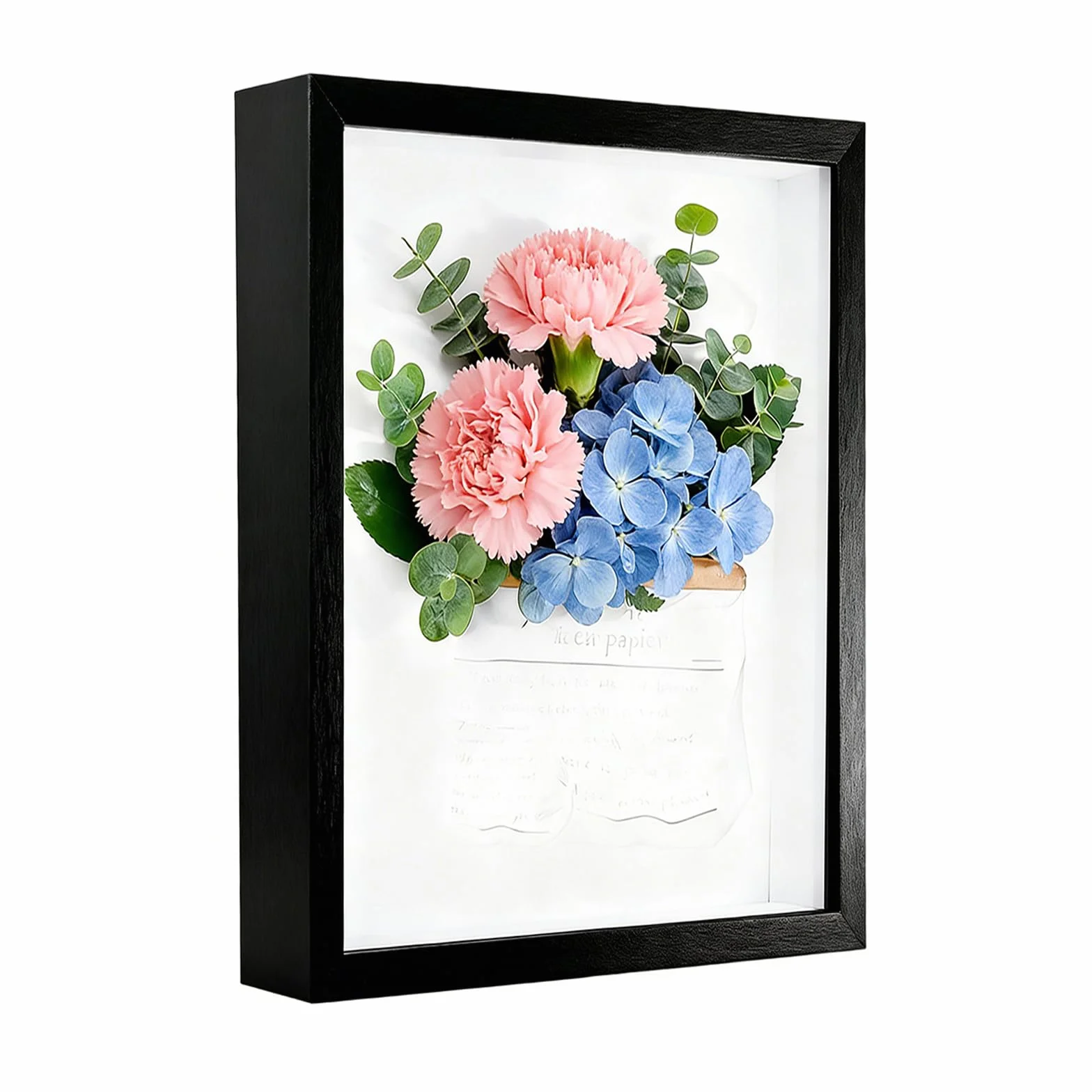 Marco de Fotos 3D 30x40 cm Profundo con Placa Acrílica Transparente, Negro, Madera