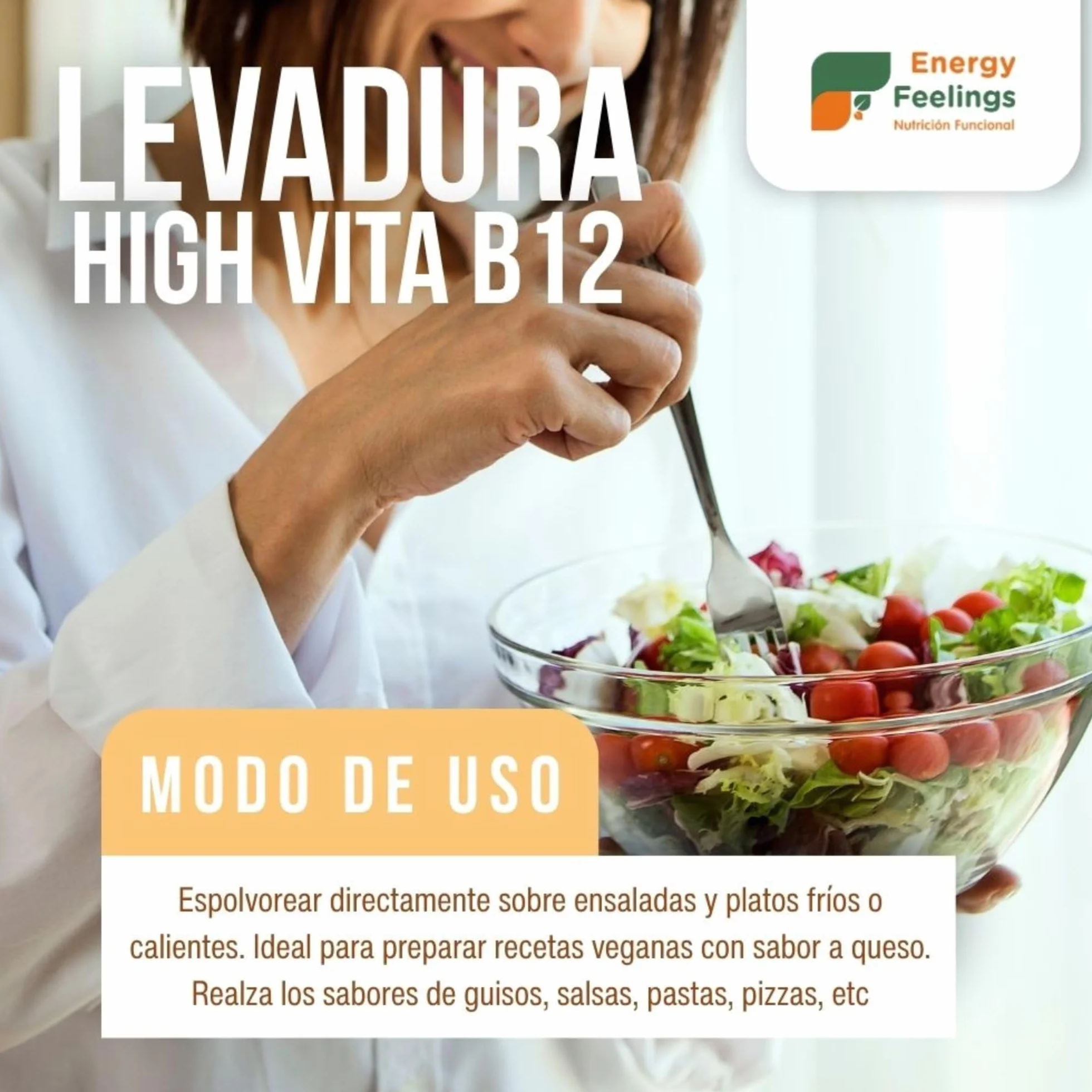 Levadura Nutricional B12 250g, Nutritional Yeast en Copos, Rica en Vitamina B y Proteínas 47%, Sin Gluten Inactiva
