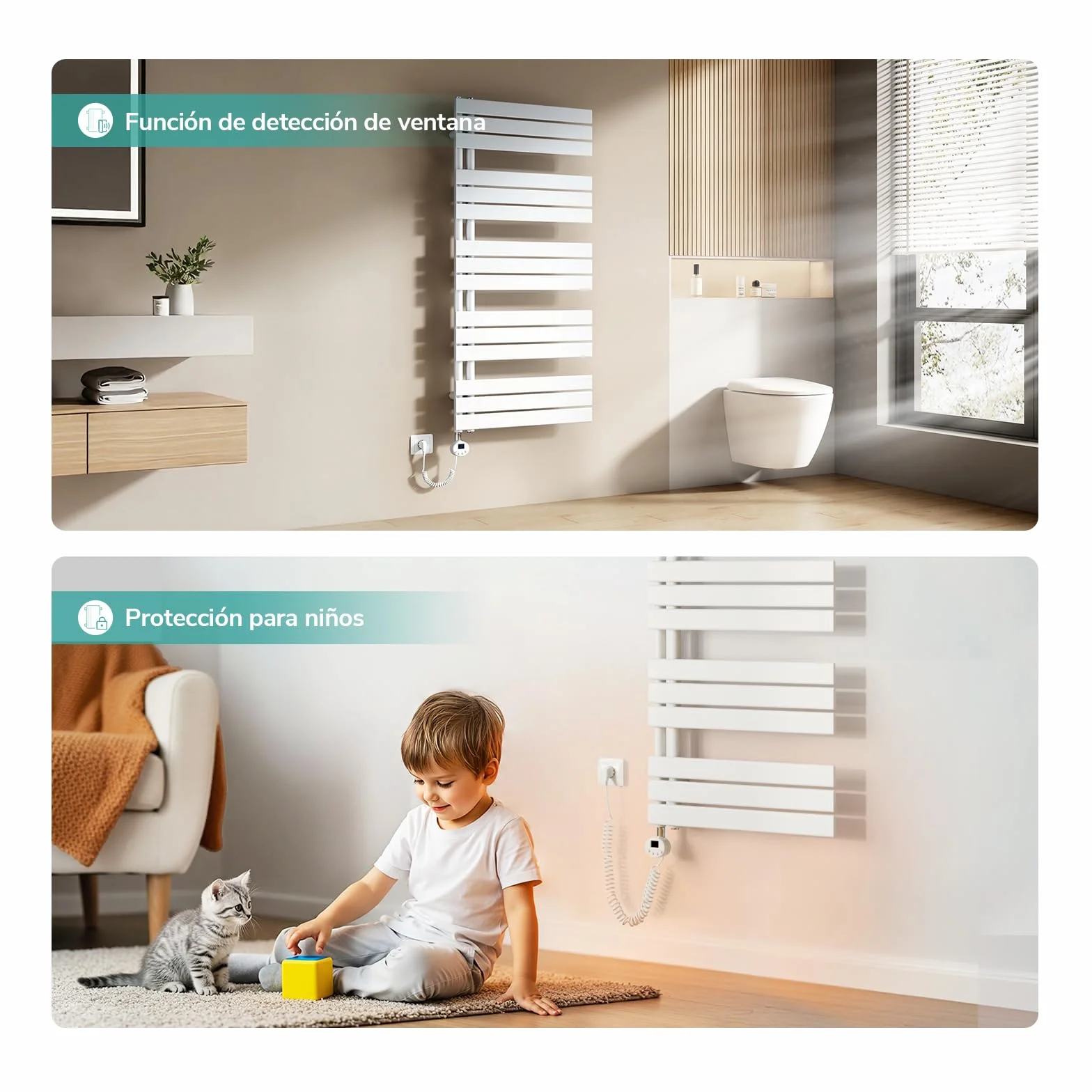 EMKE Radiador Toallero Eléctrico con WiFi Termostato 76x50 cm, 400W Blanco, Toallero Eléctrico de Bajo Consumo, Resistencia Calefactora con Temporizador,Calienta Toallas,Secatoallas
