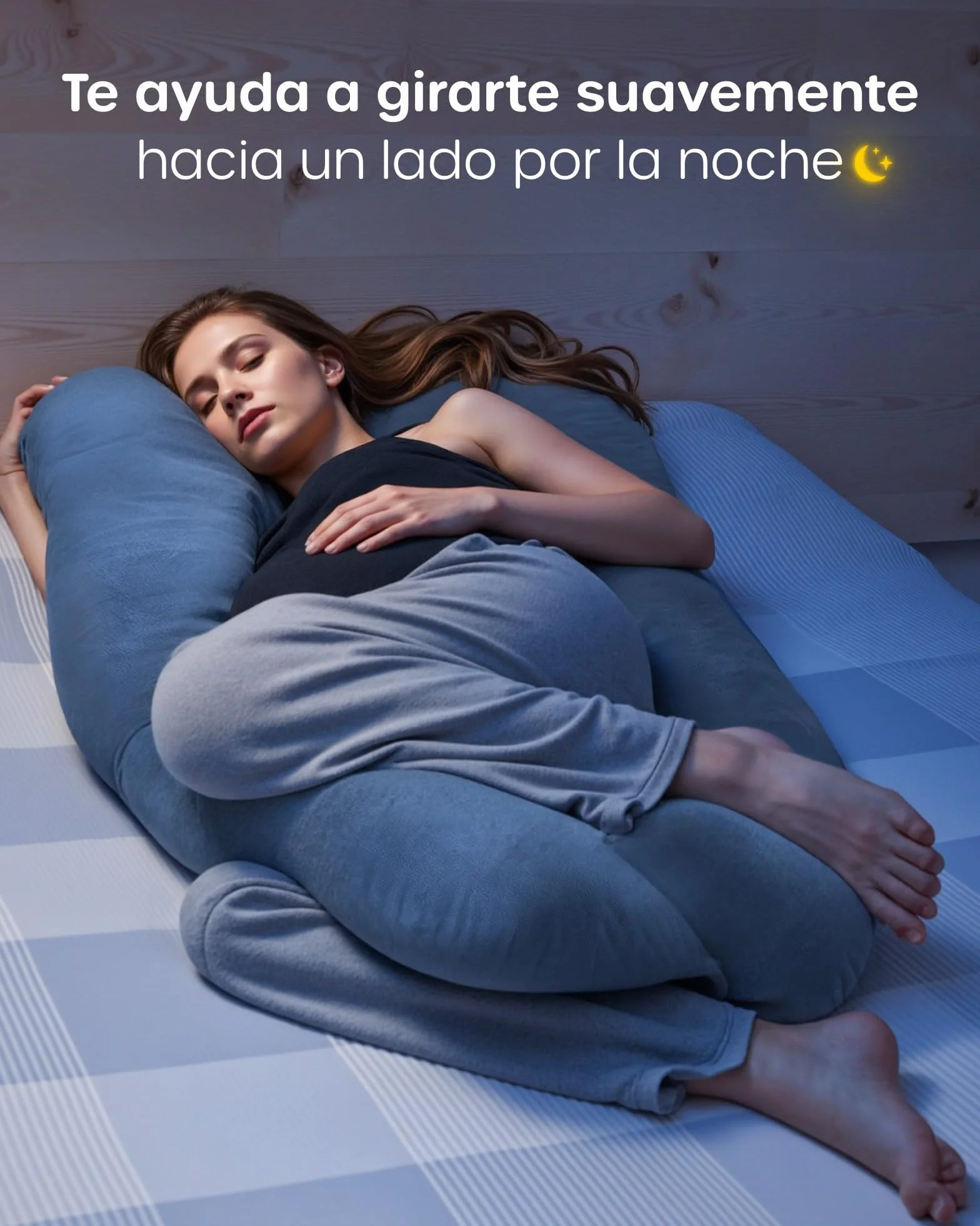Almohada Embarazada Dormir en Forma de U, Cojin Embarazo Soporte Espalda Caderas Piernas Funda Terciopelo Lavable Gris