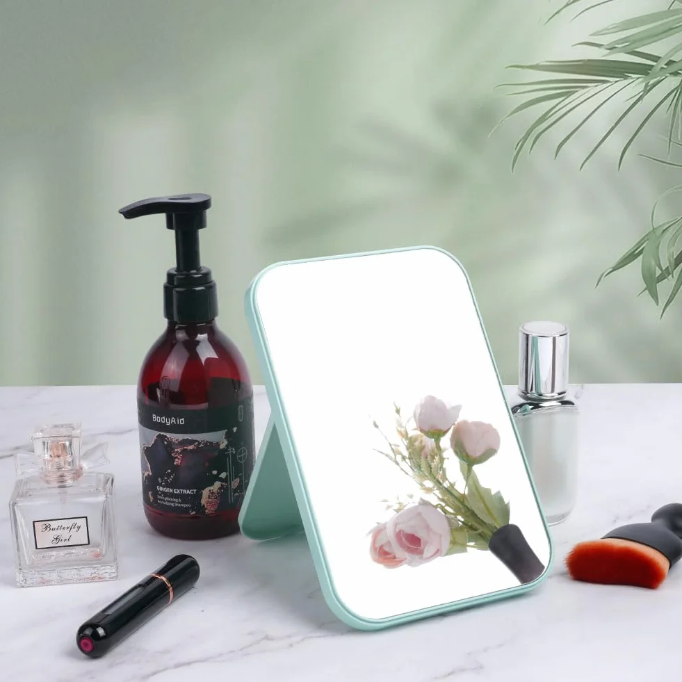 Espejo de Maquillaje de Escritorio Plegable Manos Libres Rectangular