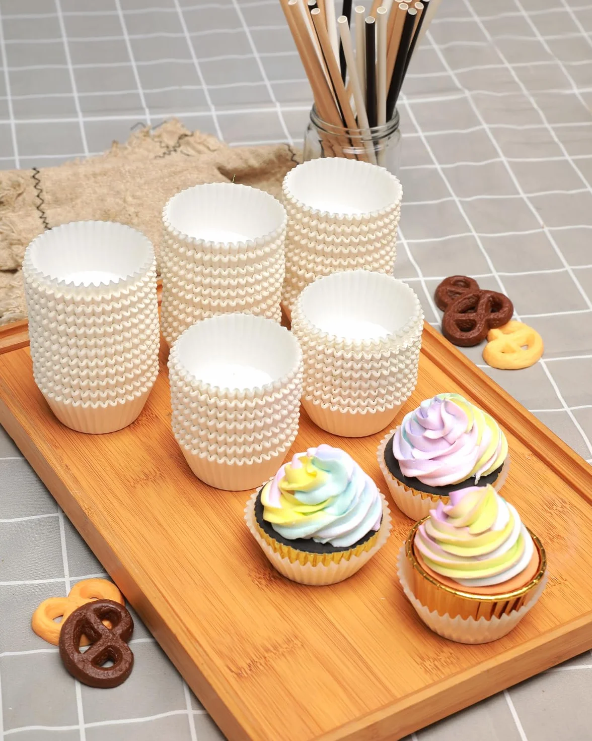 Gcardist 500 moldes blancos para magdalenas y cupcakes, inodoros, calidad alimentaria (tamaño estándar)