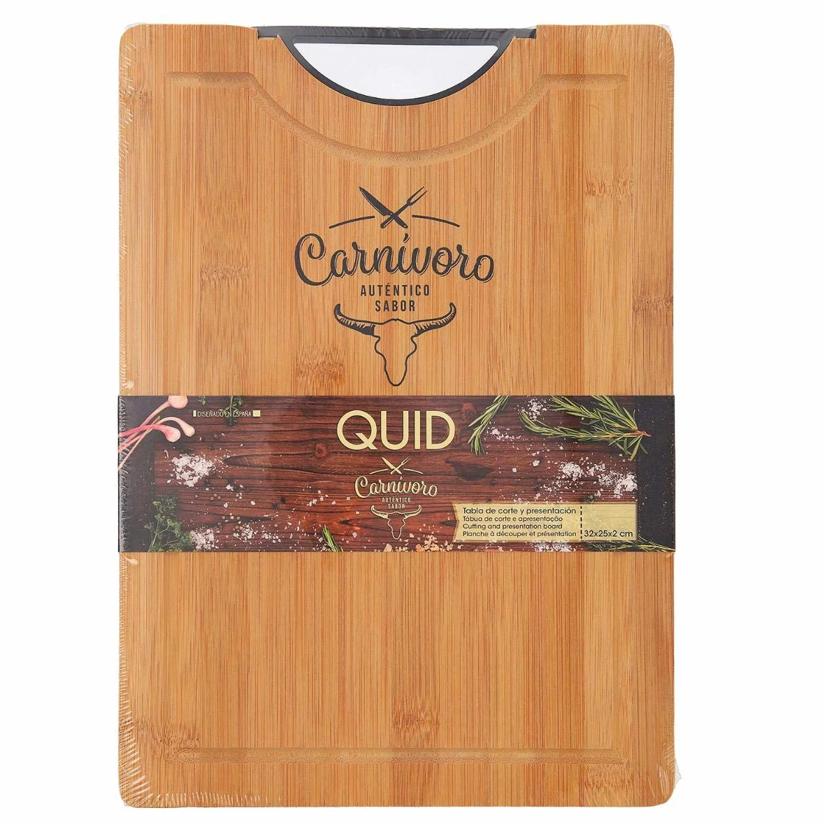 Quid Carnivoro Tabla Corte Bambú 35x25x2cm 100% Higiénico