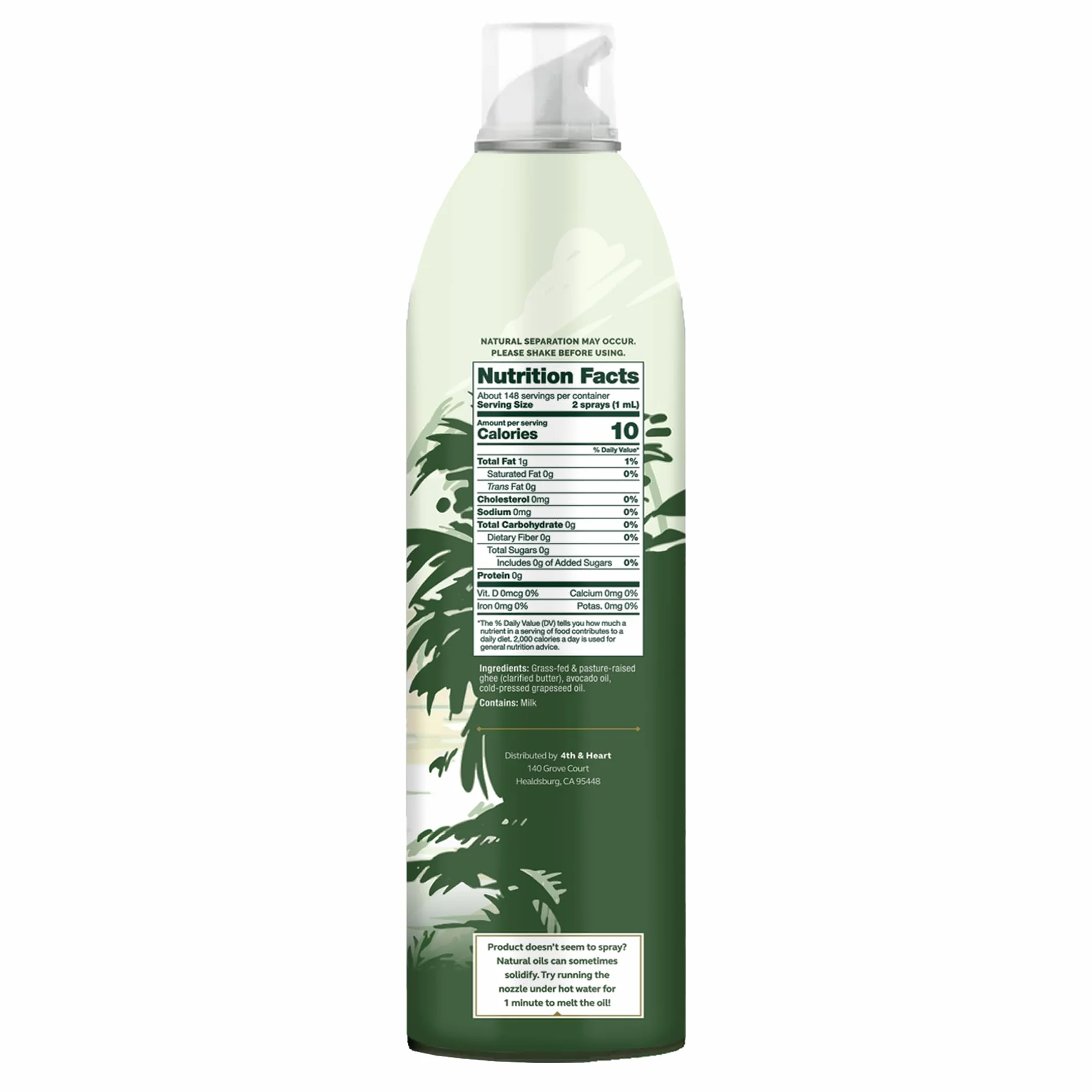 4th & Heart Ghee Spray de Cocina Antiadherente, Alimentado con Pasto, Sin Lactosa, 5 oz