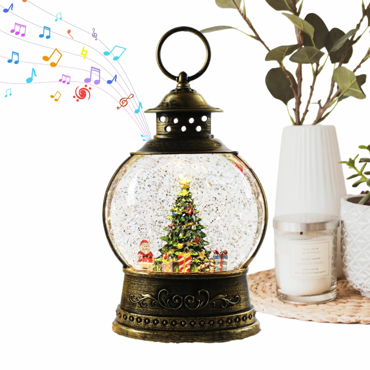 Bola de nieve navideña con música Navideño Con USB Y Pilas | Bola De Nieve Musical Para Escritorio Decoración Y Navideño Para Interior Exterior Reunión Familiar Dormitorio