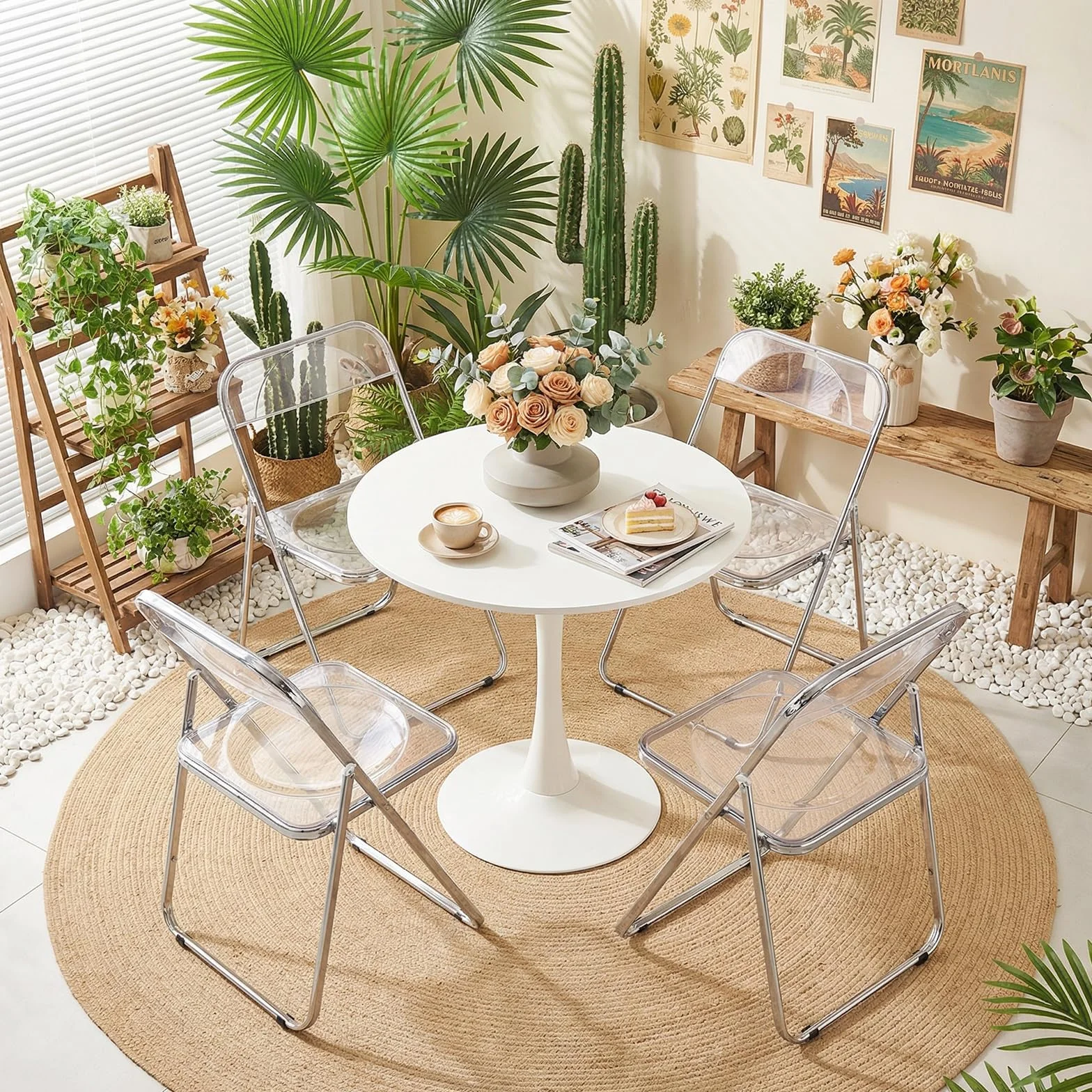 EGGREE Juego de 6 Sillas Plegables Transparentes con Capacidad de Carga de 150 kg, Sillas de Comedor Modernas Portátiles de Plástico Transparente para Salón, Oficina y Terraza