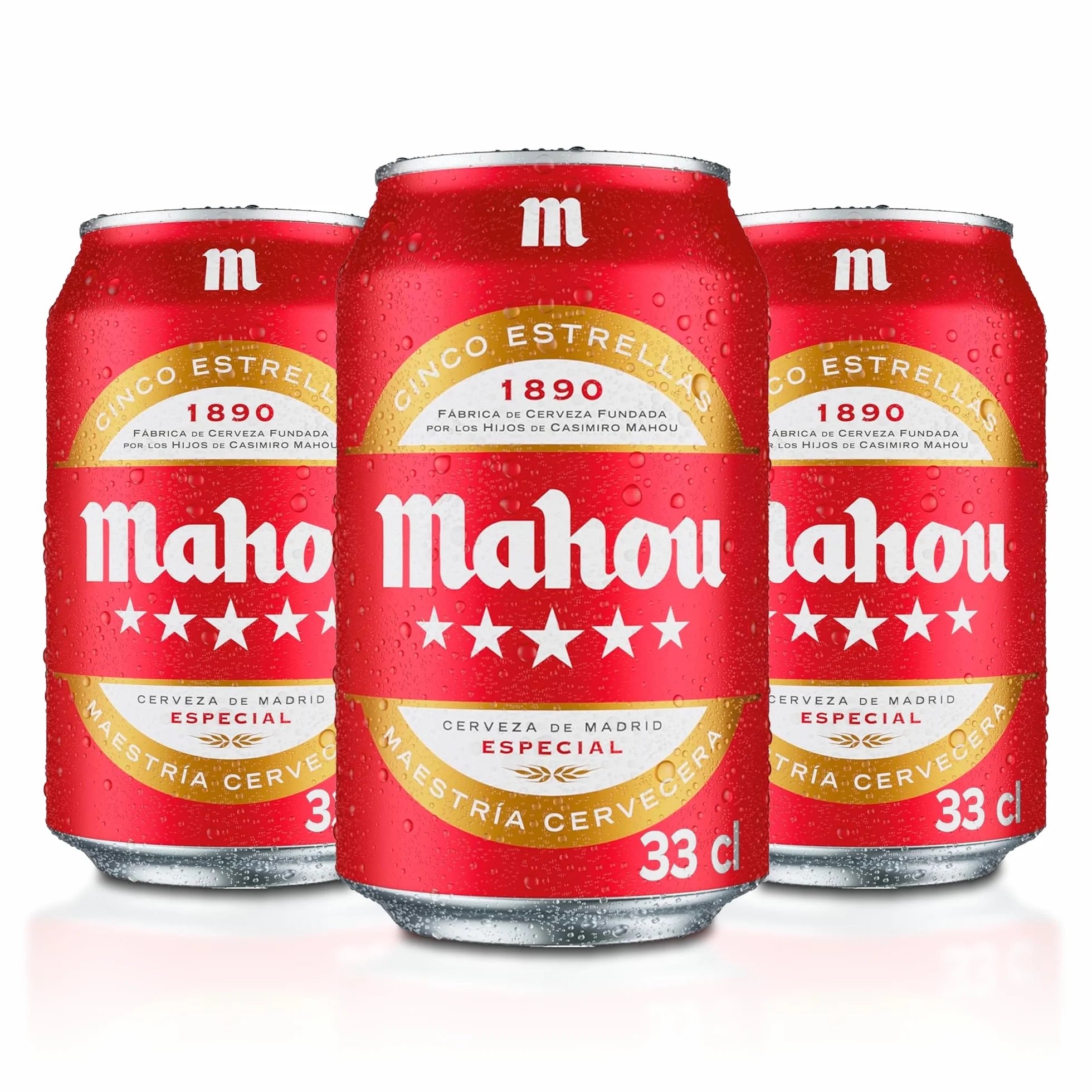 Mahou 5 Estrellas Cerveza Especial Dorada Lager Pack 28 Latas x 33 cl 5.5% Vol