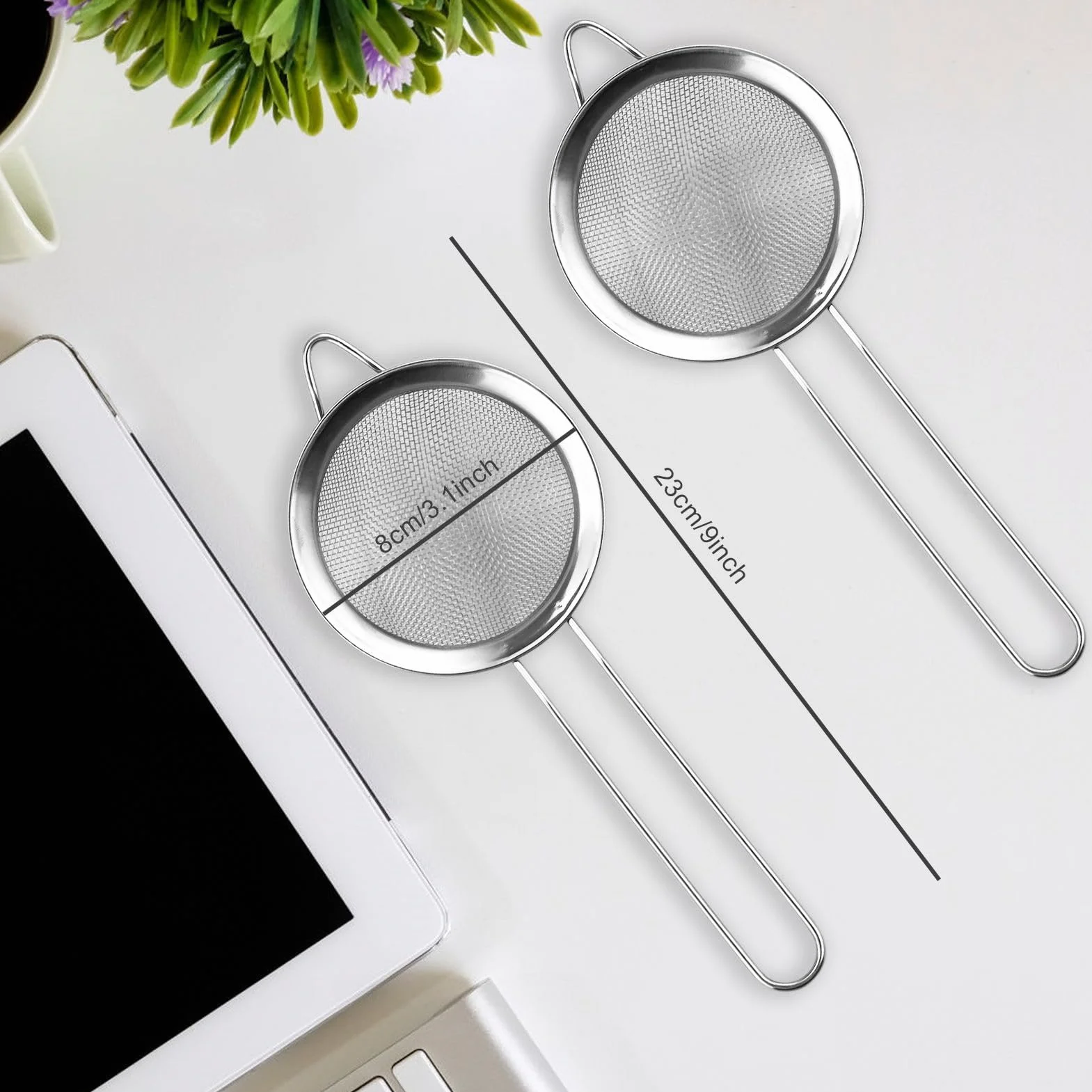 Colador de cocina acero inoxidable malla fina 8cm
