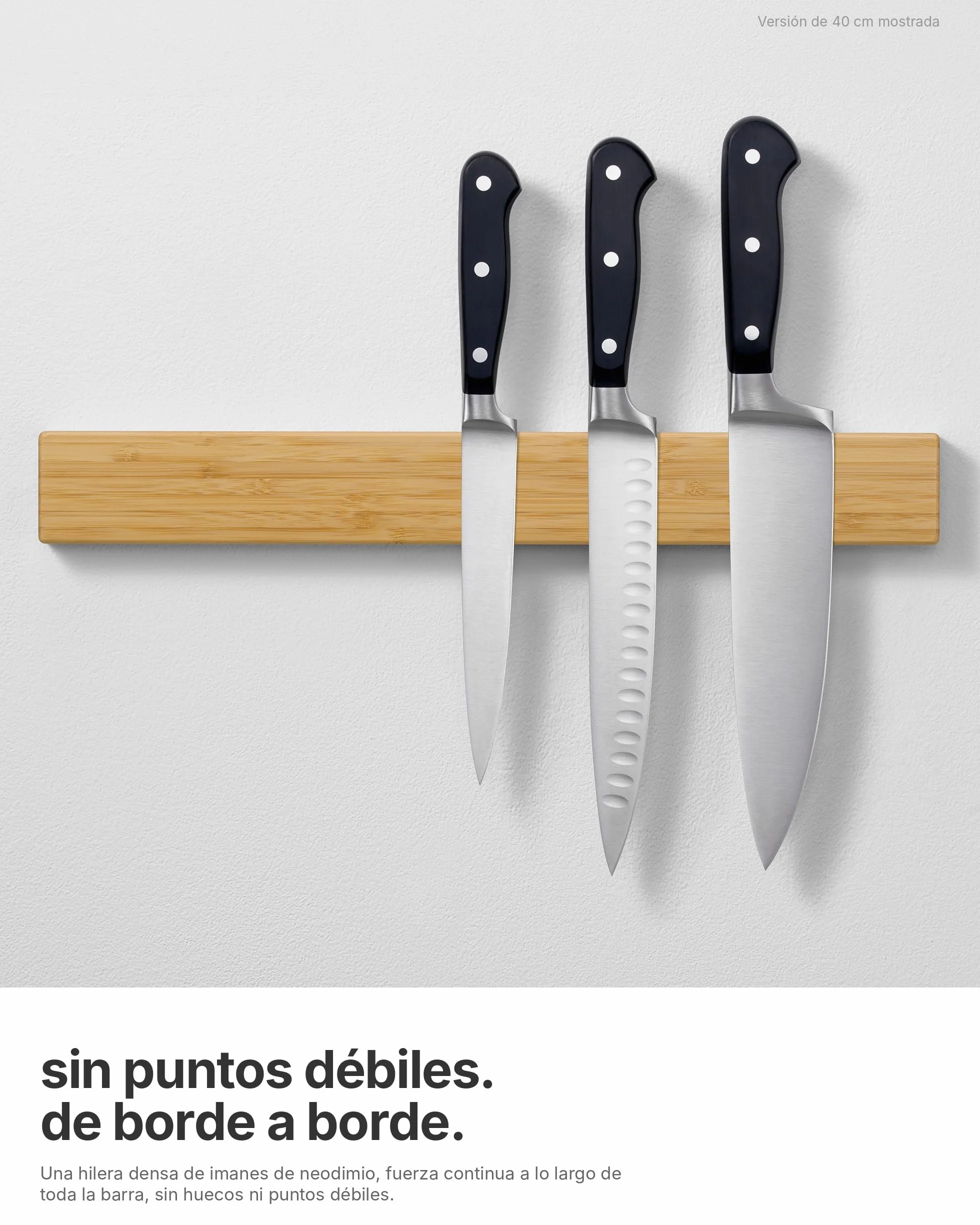 Soporte Magnético para Cuchillos de Pared, Barra Imán de Cocina en Bambú 30 cm