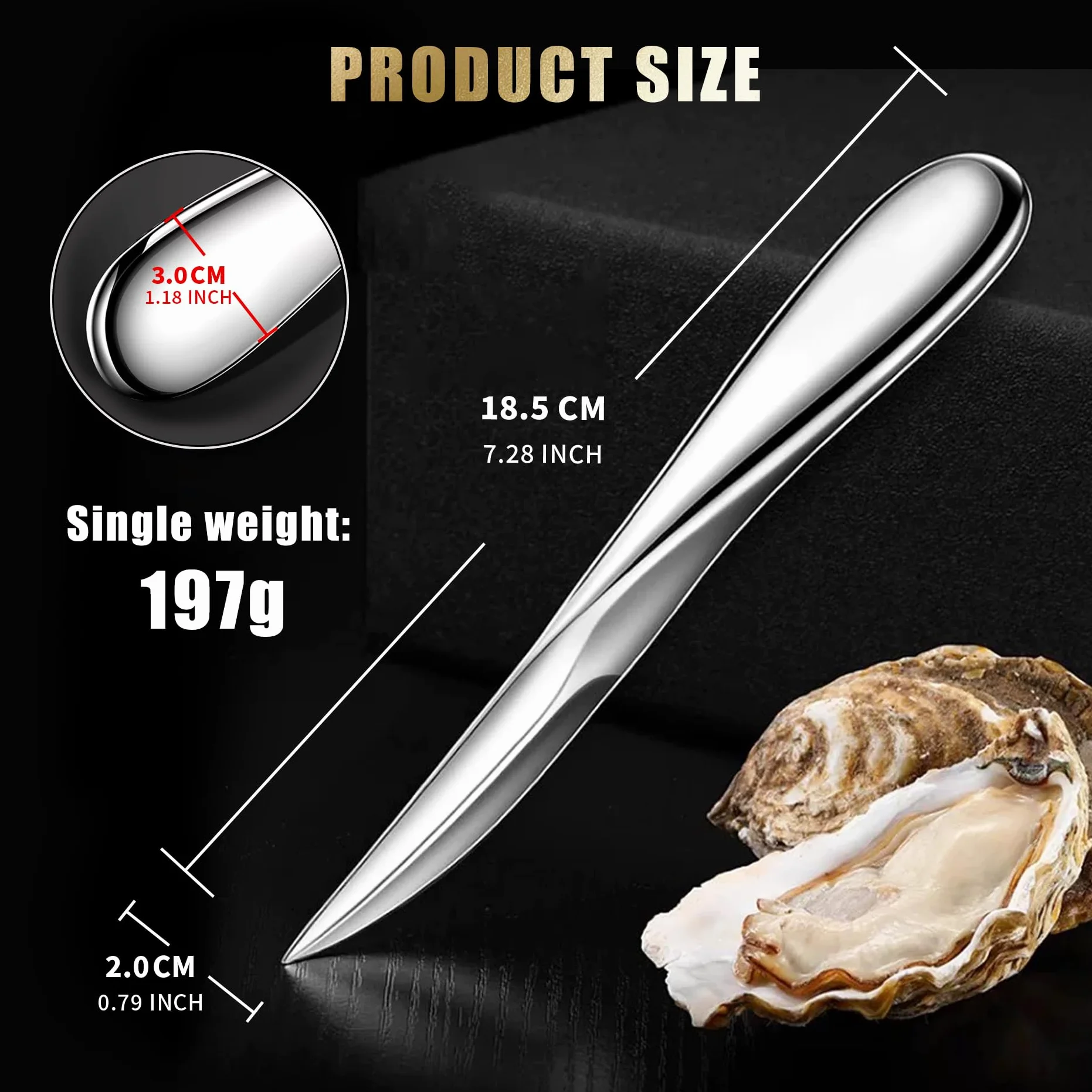 1 piezas Cuchillo para ostras en Acero Inoxidable, Abridor de Ostras, Adecuado para abrir todo tipo de mariscos, como vieiras, almejas, mejillones y ostras.