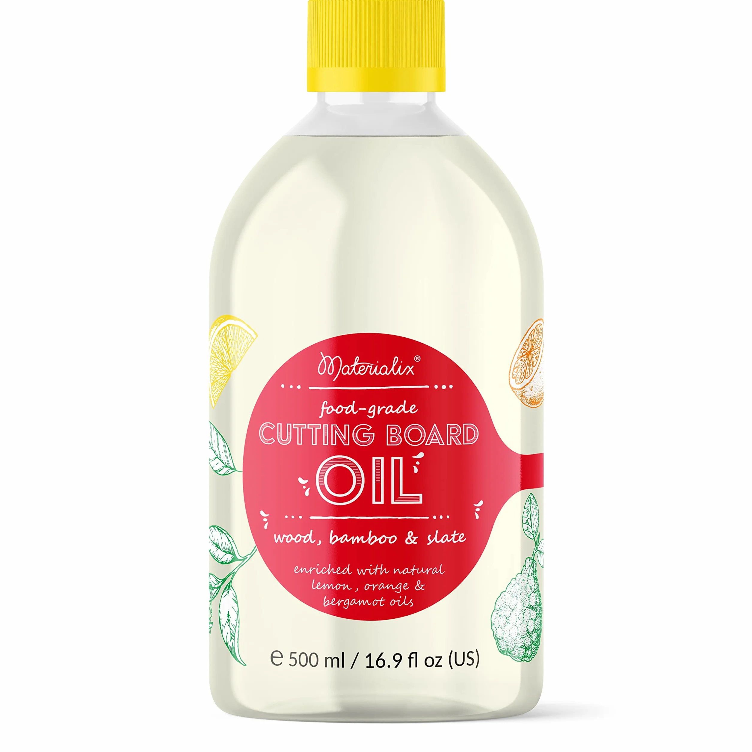 Materialix Aceite para tabla de cortar limón naranja bergamota 500 ml