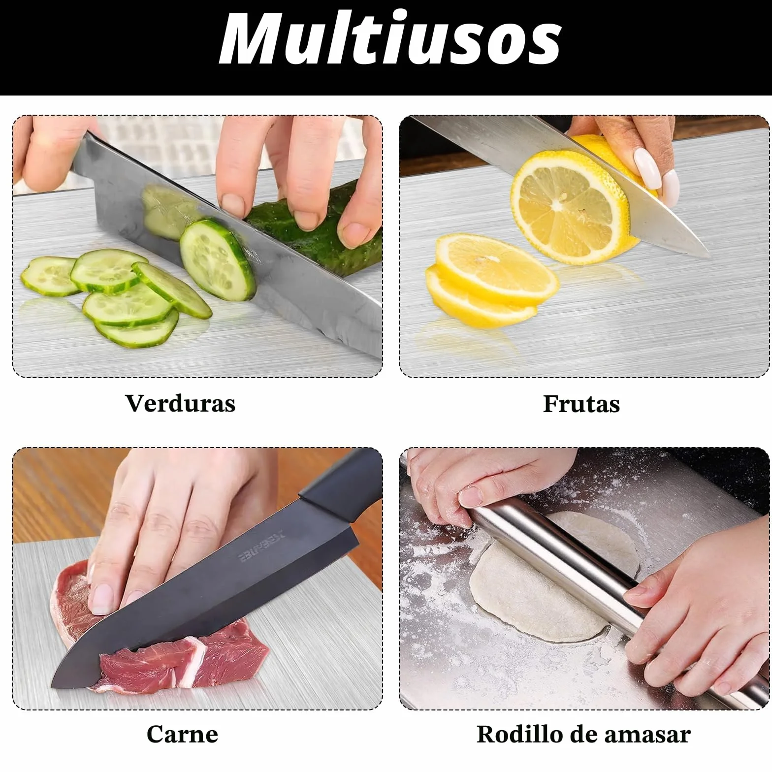 Pavlleen Tabla de Cortar Titanio Acero Inoxidable para Cocina Apta Lavavajillas 30x20cm