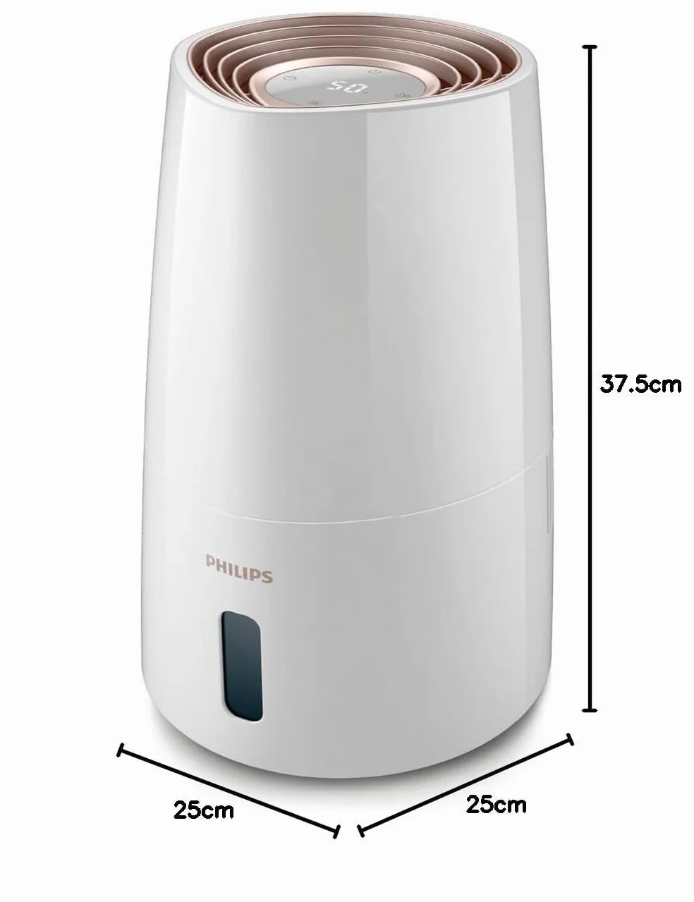Philips Humidificador Serie 3000, 45 m², 99,97% menos bacterias (NanoCloud), 300 ml/h, 3 velocidades, Modo Sueño, Ultrasonido (33 dB), Sensor, Temporizador, Depósito 3L, Blanco (HU3916/10)