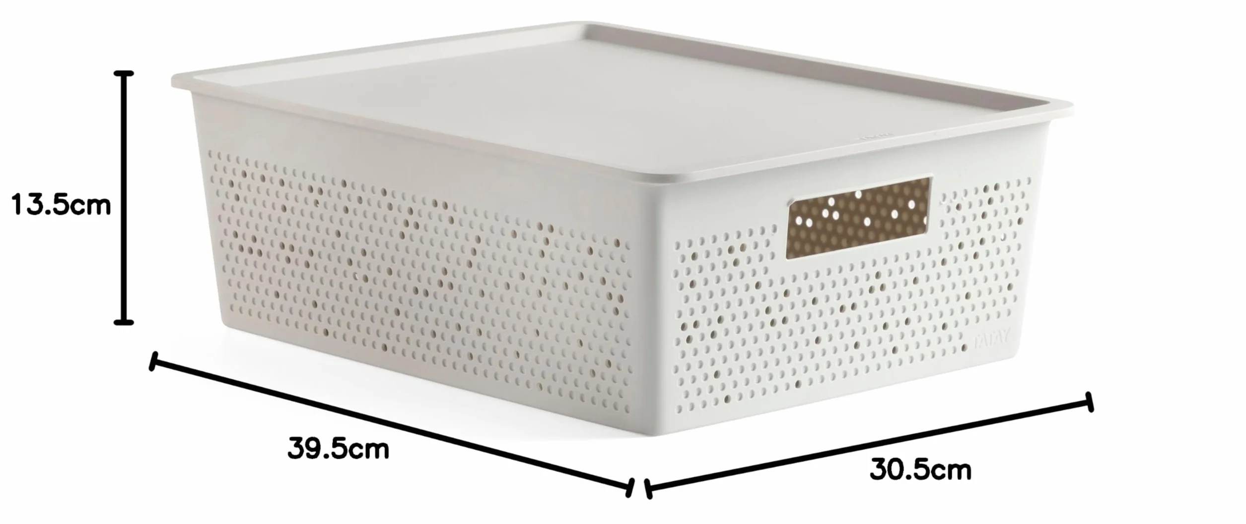 Tatay Cesta Almacenaje Plastico 12 L Bohol | Caja Organizadora con Tapa | Ventilación Óptima | Sistema Modular Apilable | Asas Integradas | Plástico Reciclado Libre BPA | 30x39x13,5 cm, Blanco