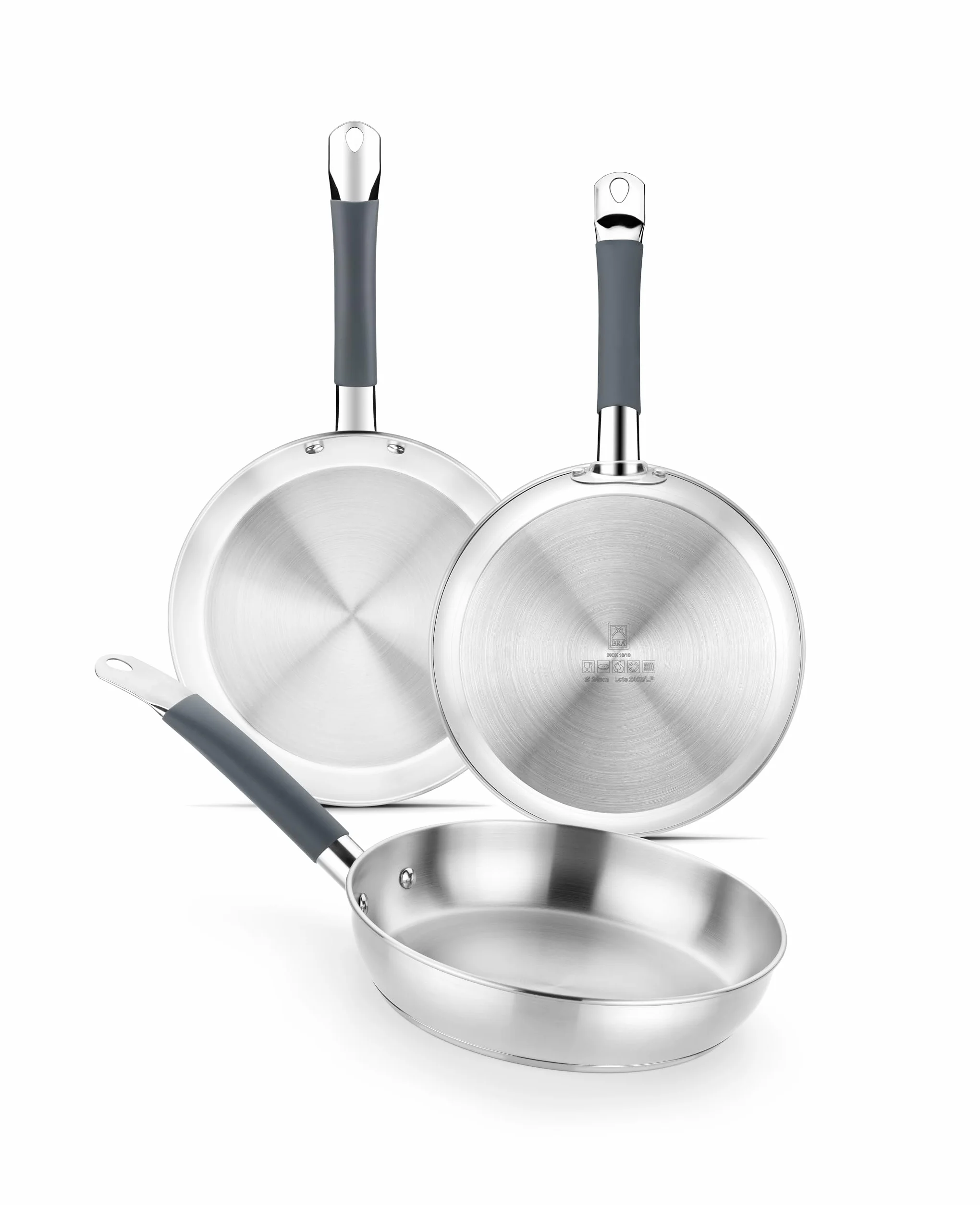 Set de sartenes acero inoxidable 20-24-28 cm Full Induction BRA Master