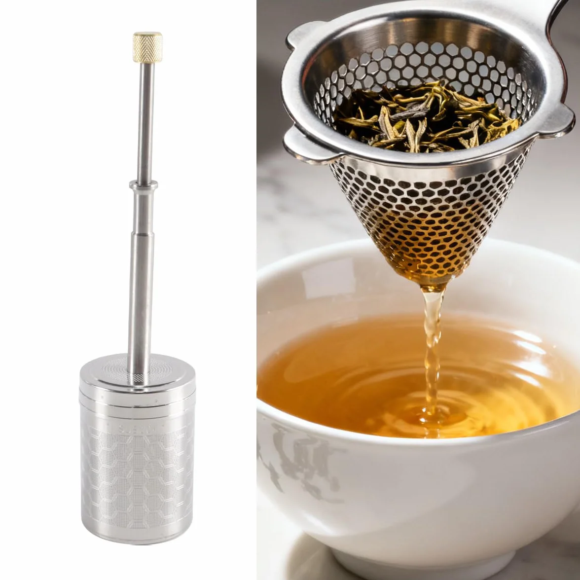 Cafetera y tetera portátil de acero inoxidable para café émbolo