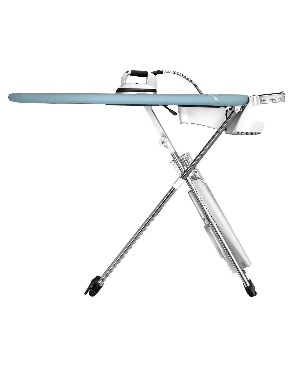 Laurastar S Pure Sistema de planchado, Vapor Higiénico que Elimina las Bacterias y los Ácaros, Tabla Activa, ruedas, Depósito Extraíble, Pearl Blue