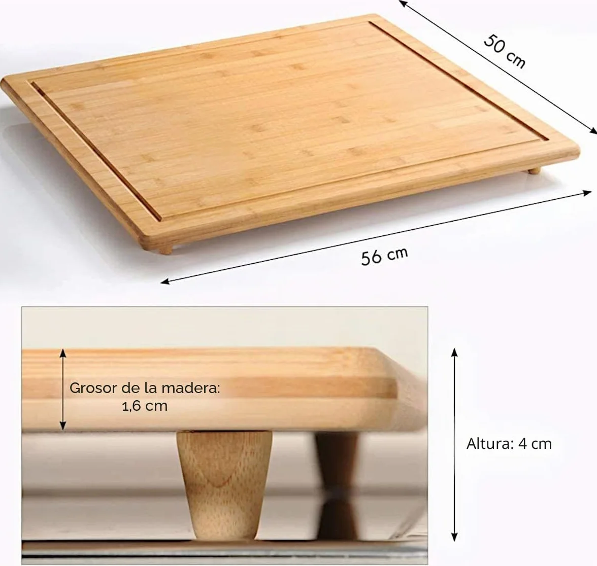 Kesper Tabla de Cortar y Protector de Bambú 56 x 50 cm