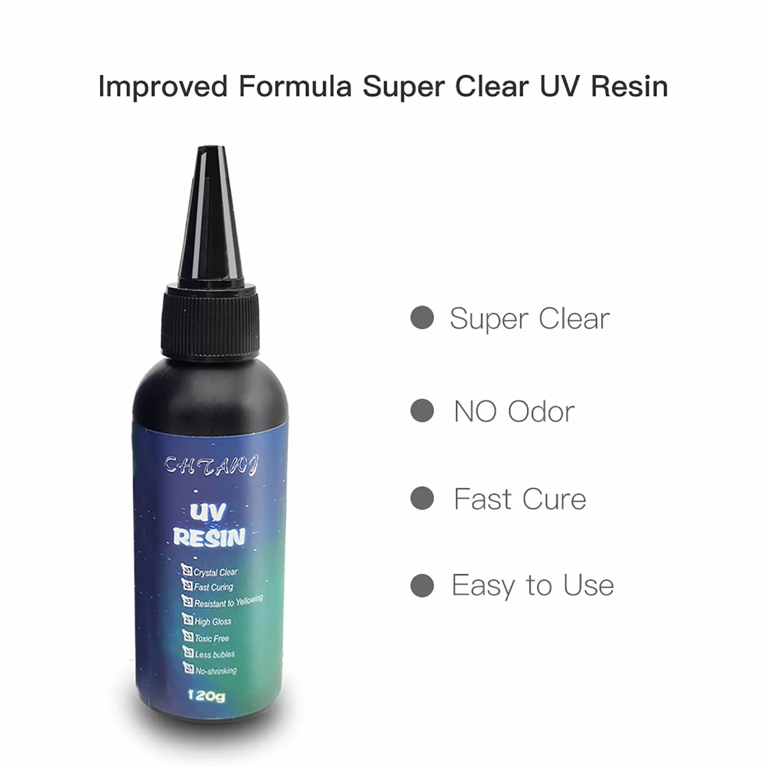 Resina UV de Cristal 120g, Resina Epoxi Transparente, Curado Ultravioleta Duro para Bricolaje