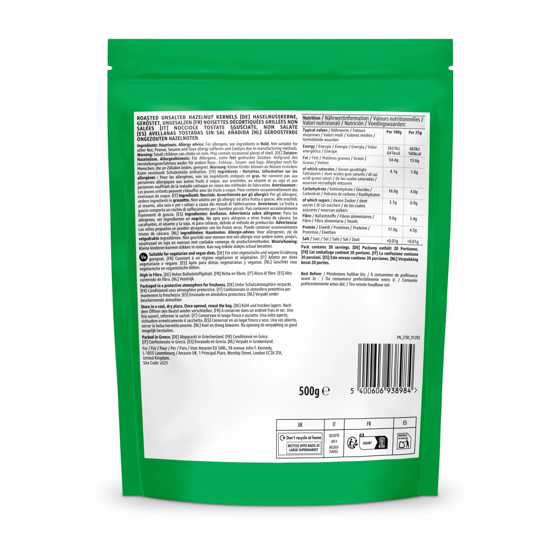 Avellanas Tostadas 500g by Amazon