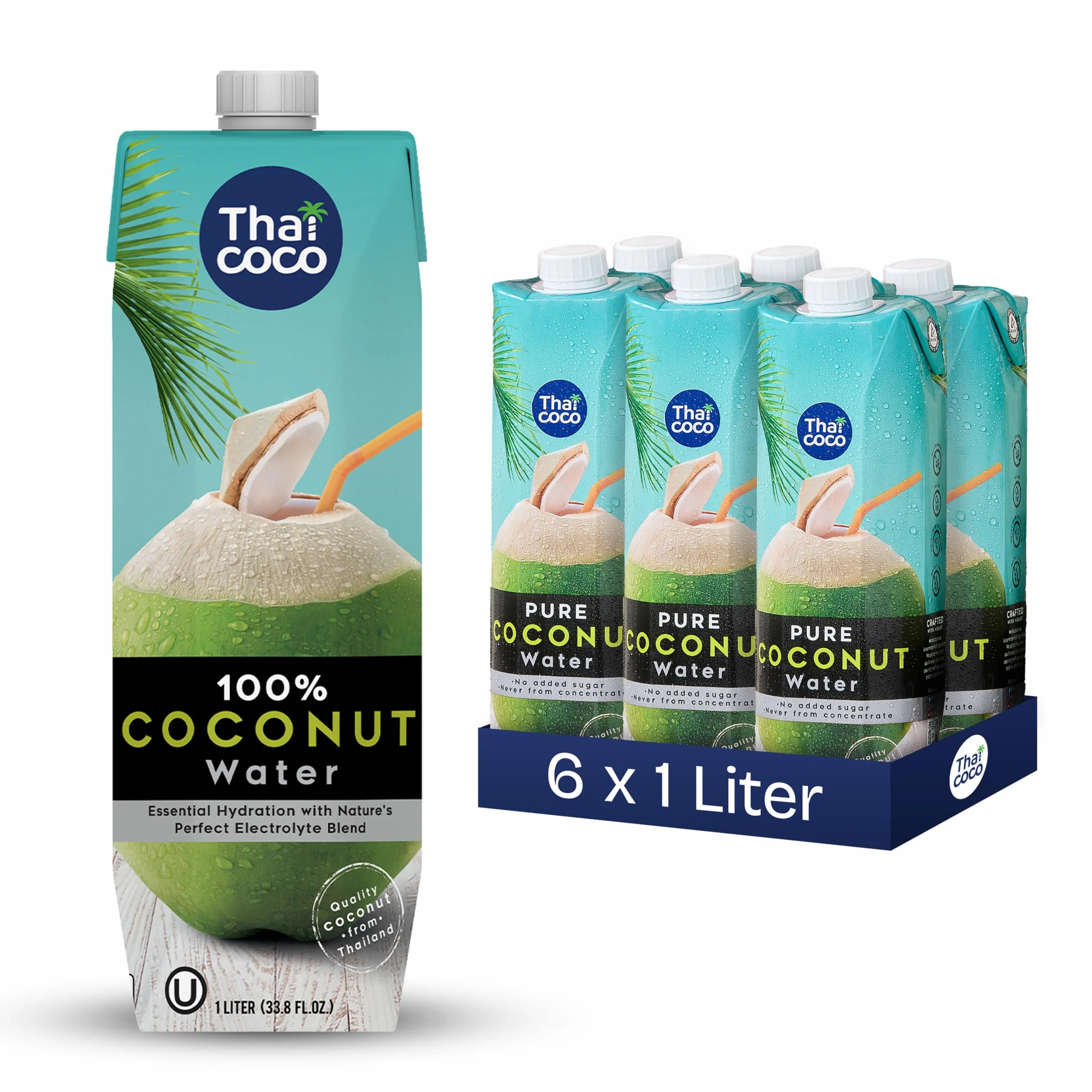 Thai Coco 100% agua de coco Nam Hom, hidratante natural, 350 ml