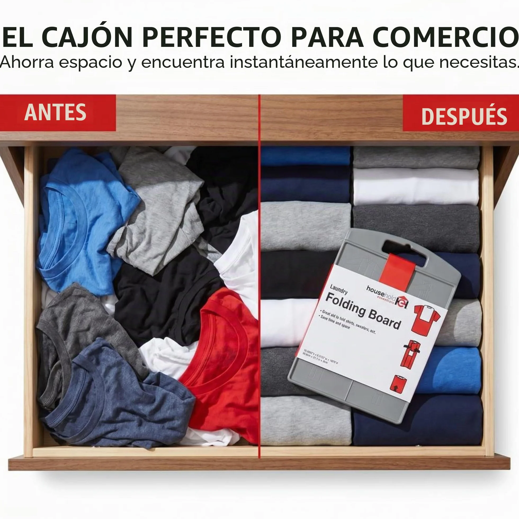 Household Essentials 195 Junta para Ropa se pliega para Doblar Camisas