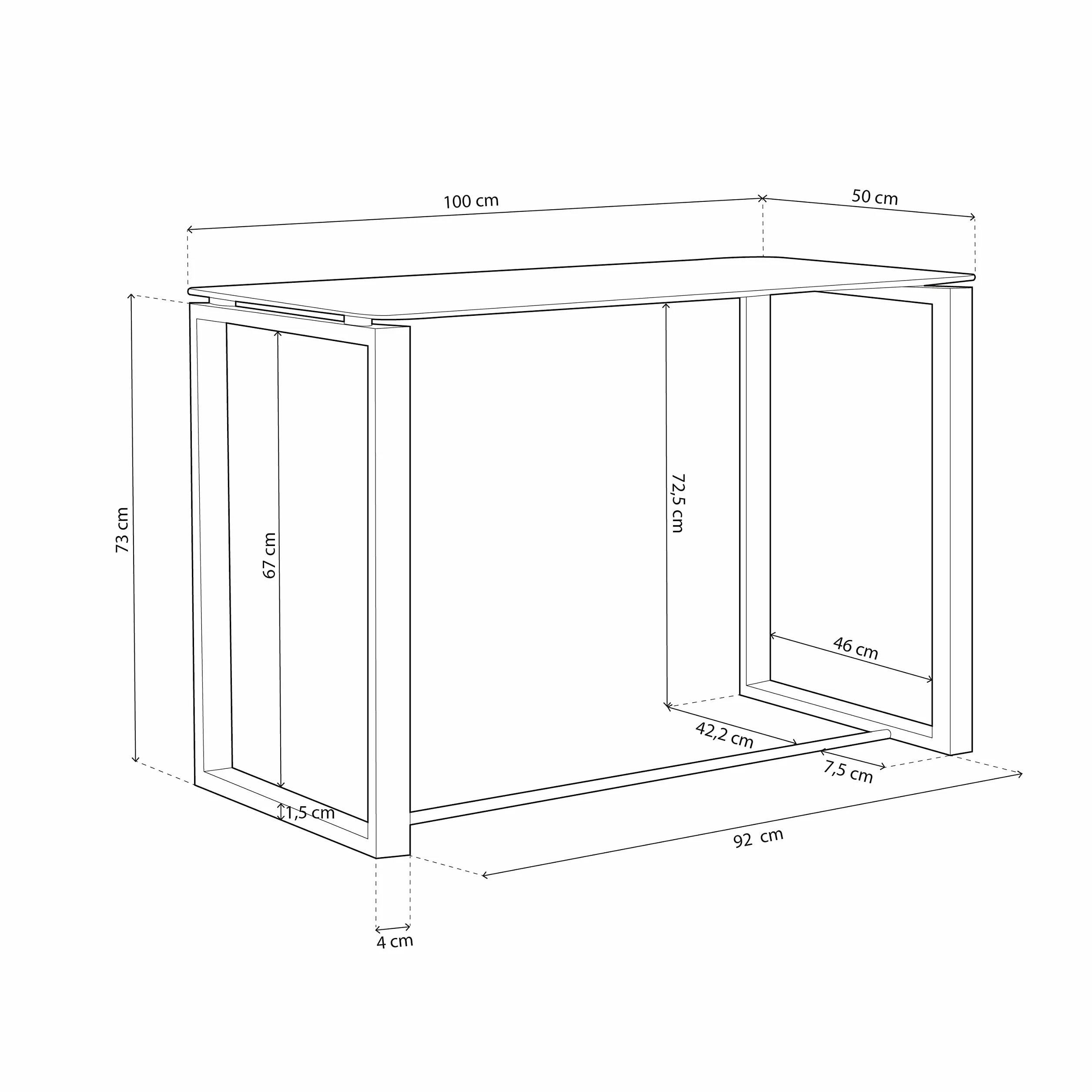 Mesa de Cristal para Estudio Escritorio 100x74x50 cm Adec Group Benetto