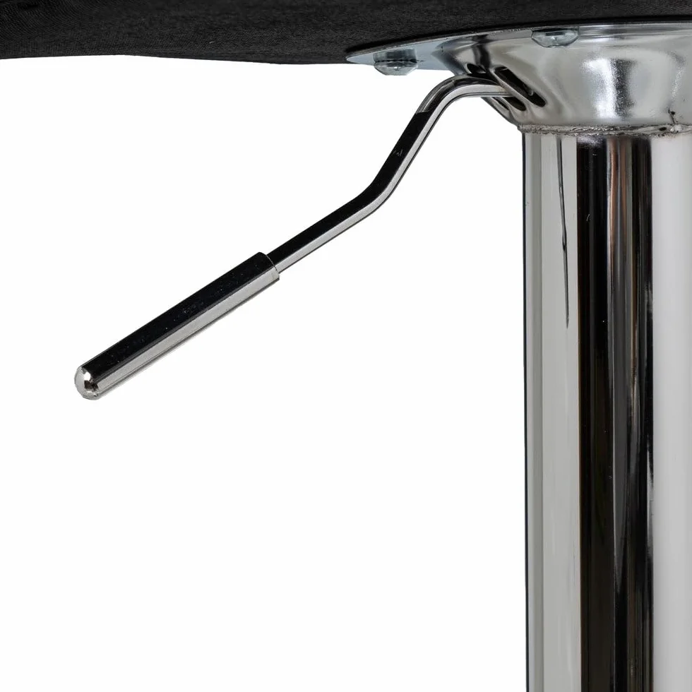 LOLAhome - Taburete Alto de Cocina Giratorio en 360°, Sillas de Bar Regulable en Altura de 93 a 113 cm, con Respaldo de Polipiel, Estructura Metal y Reposapiés, Negro