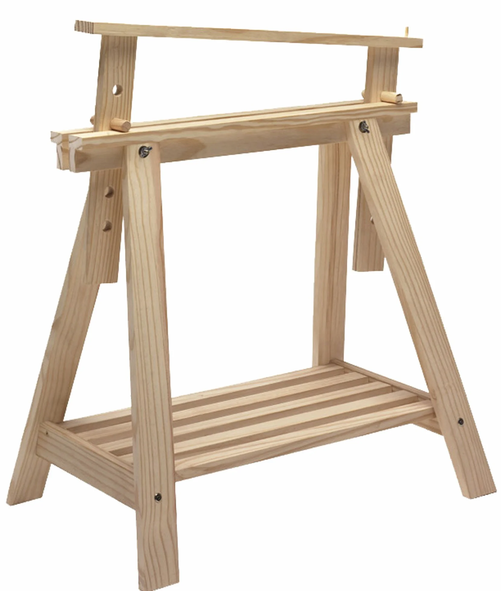 Caballete Archi Tec blanco regulable e inclinable en altura de madera de pino con balda (70/98,7x70x45cm)