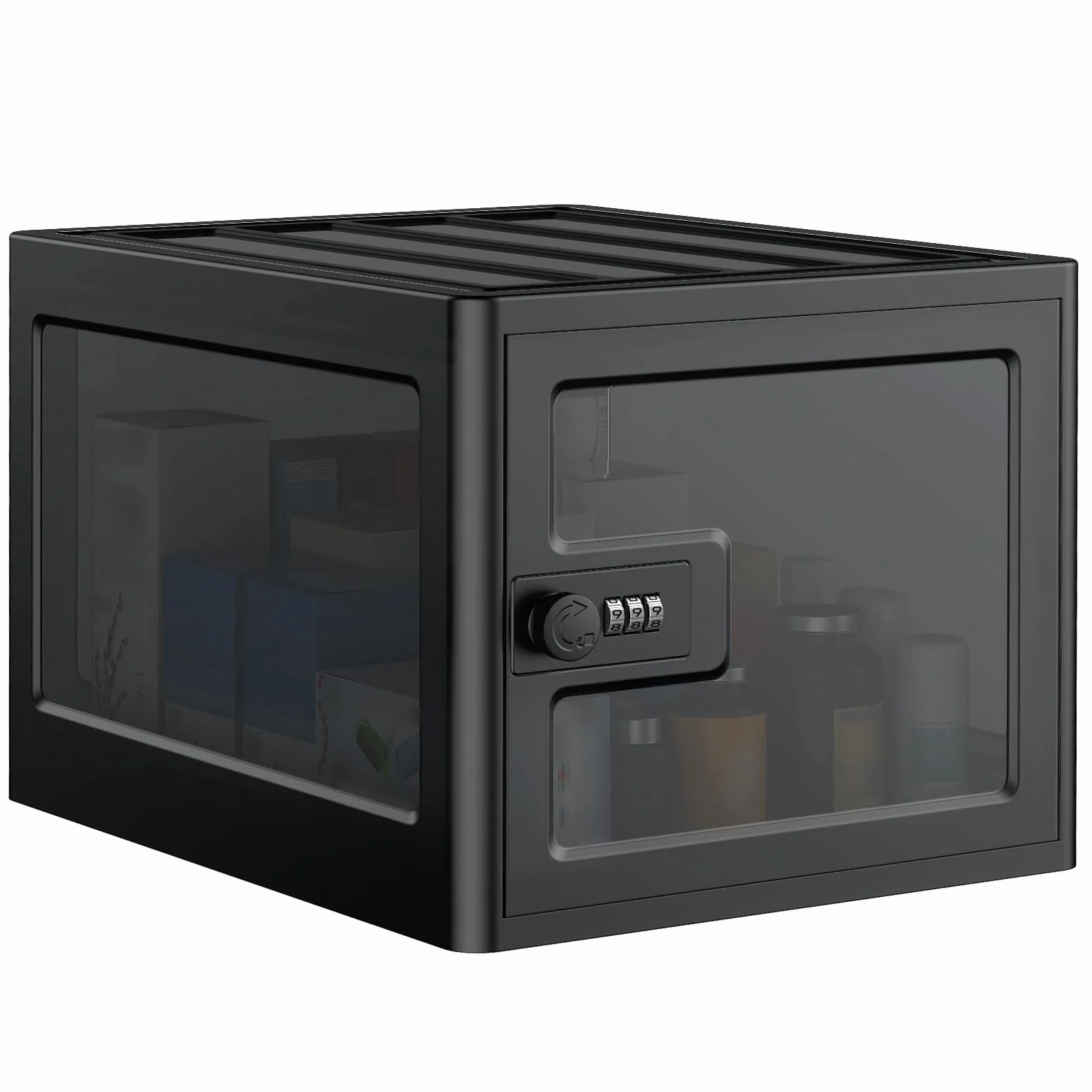 Uniclife Caja de Medicamentos con Candado Combinación 13 L Grande, Caja de Almacenamiento Seguro para Medicinas, Artículos Personales, Alimentos, Apilable para Hogar, Oficina y Escuela