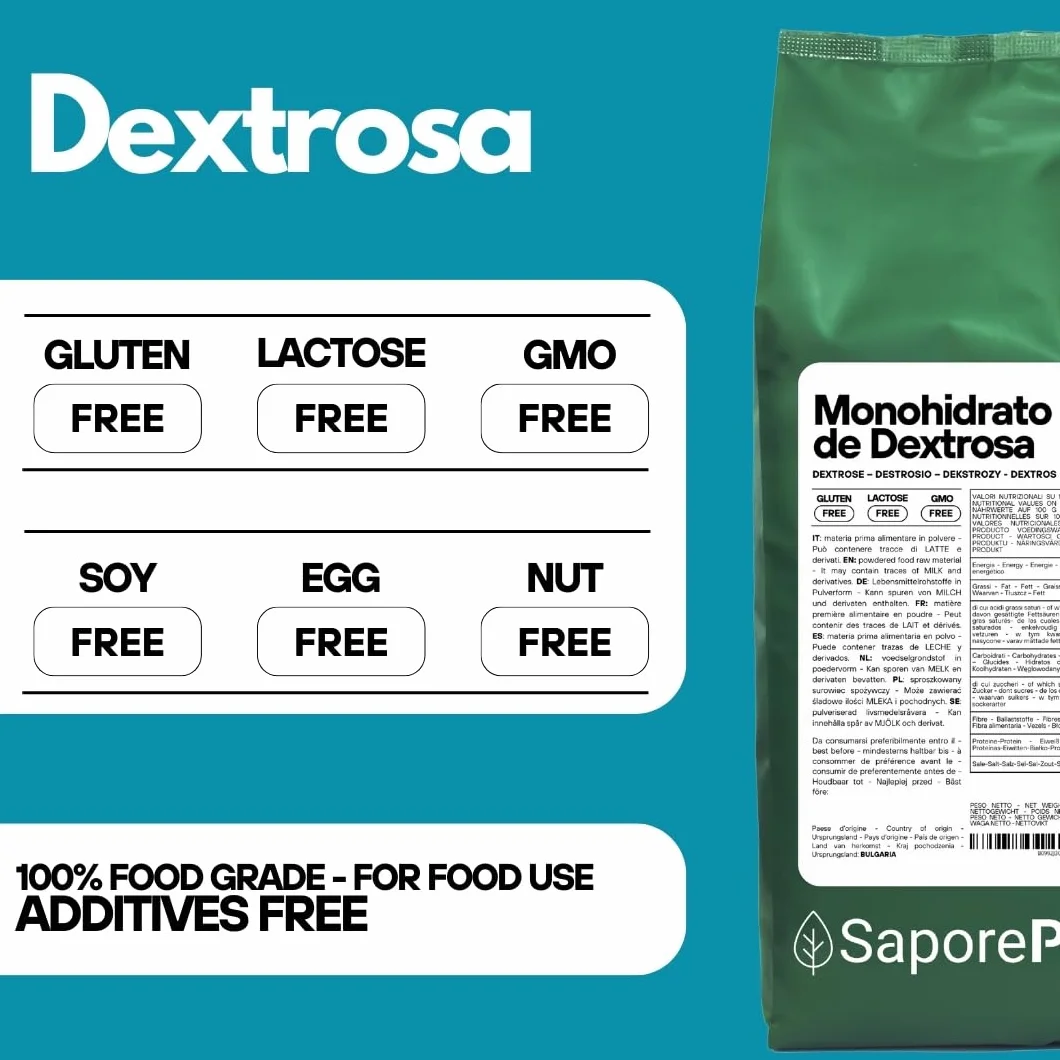 SaporePuro DEXTROSA en polvo 1 kg para helados y sorbetes