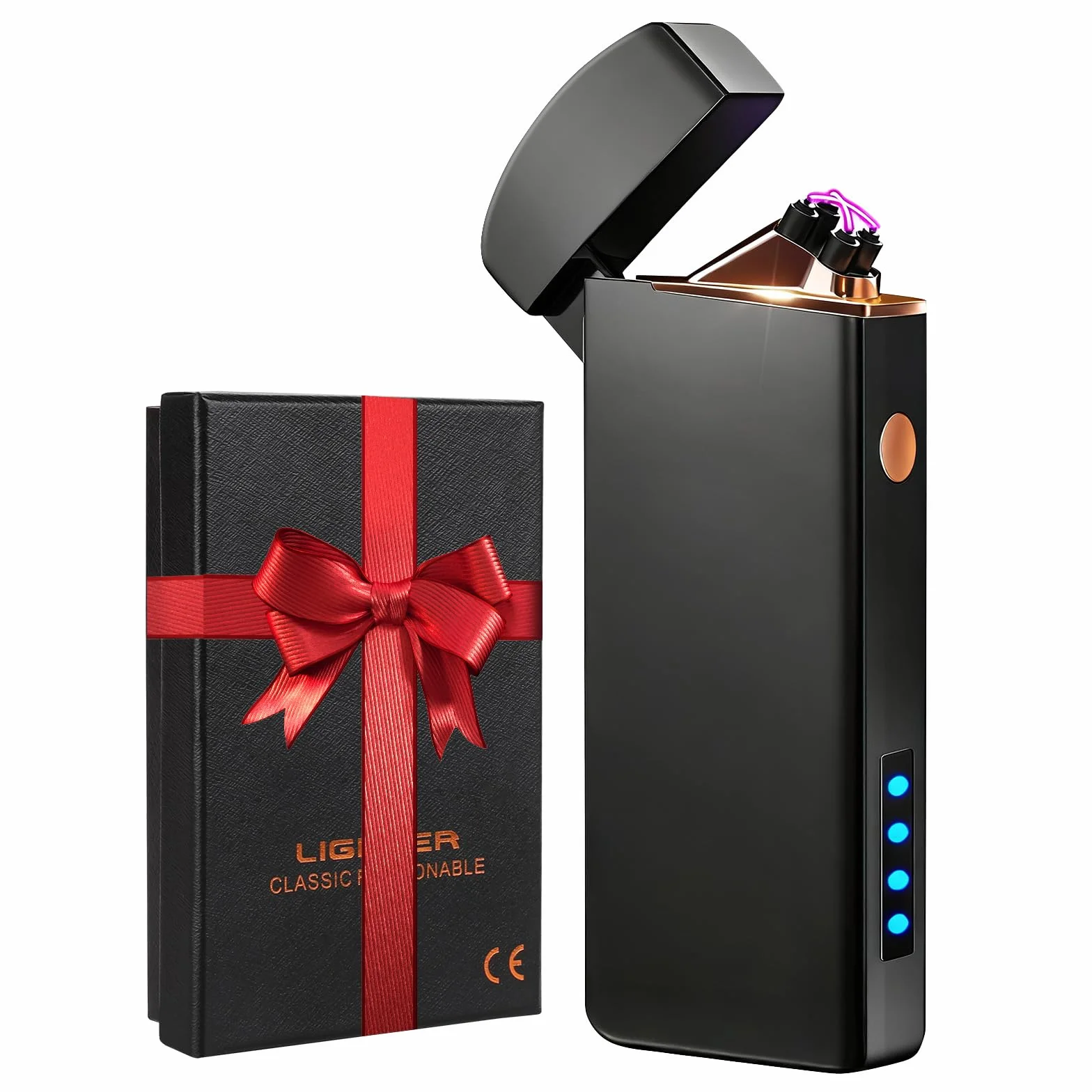 Coquimbo Mechero Electrico Regalo Hombre, USB Recargable Encendedor Electrico Doble Arco y Resistente al Viento para Vela, Estufa, Barbacoa, Camping