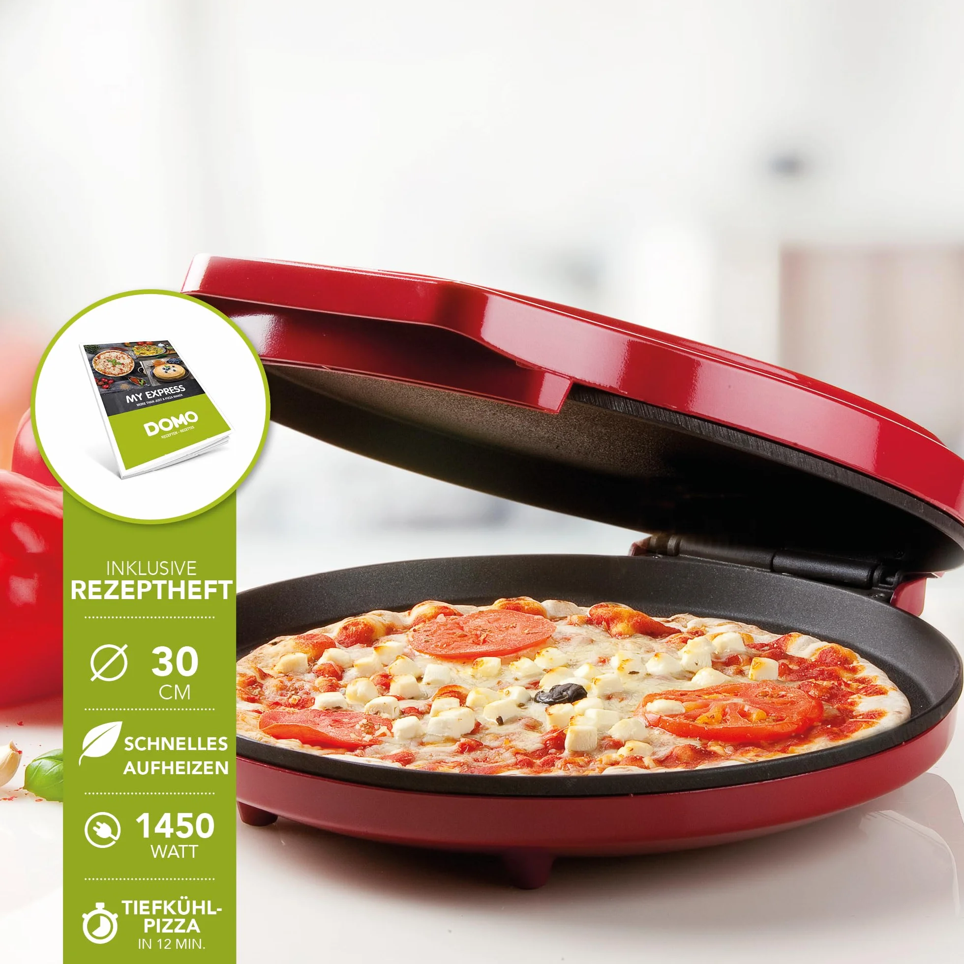 Domo DO9177PZ Horno para pizzas 30 cm Rojo