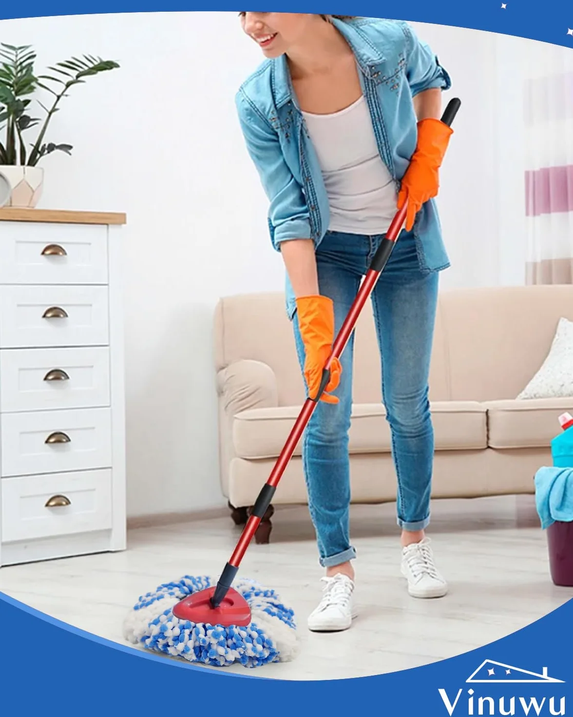 Vileda H2prO Paquete de 5 recambio fregona con pedal microfibra RinseClean