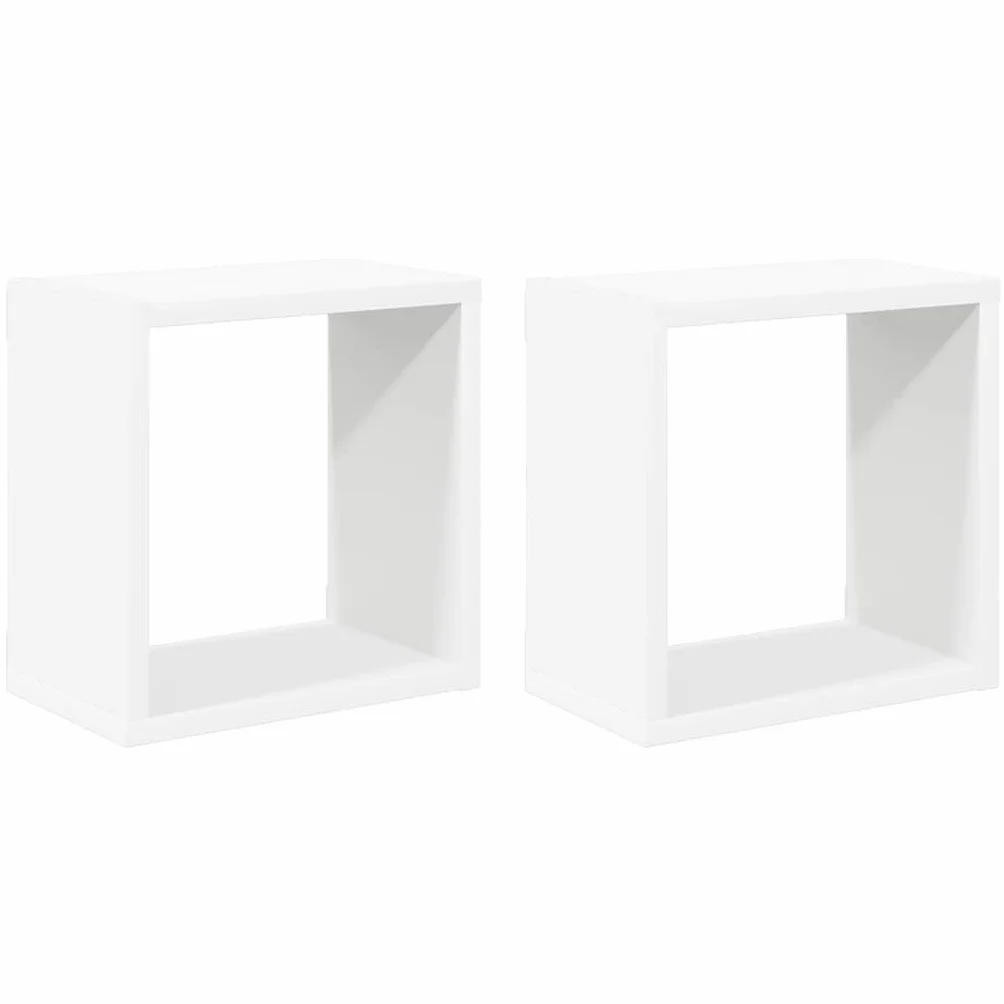 vidaXL 2x Estantes Cubo de Pared Estantería Colgante CD Libros Decoración Contrachapada Blanco 26x15x26cm