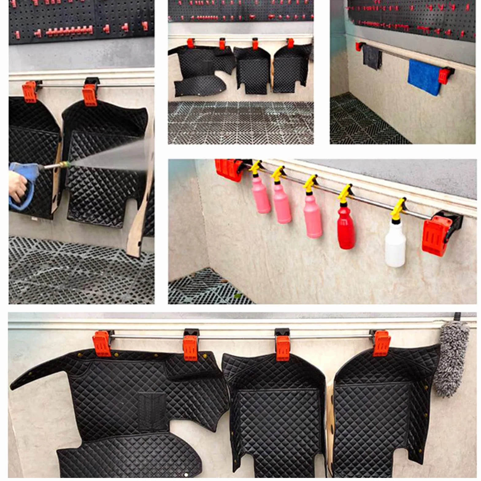 DIYARTS Abrazaderas para Lavado de Alfombras para el Piso, 4 Piezas Multiusos de Plástico para Montar en la Pared, para Limpieza de Coches, Abrazadera de Fijación para Alfombrillas, Abrazadera