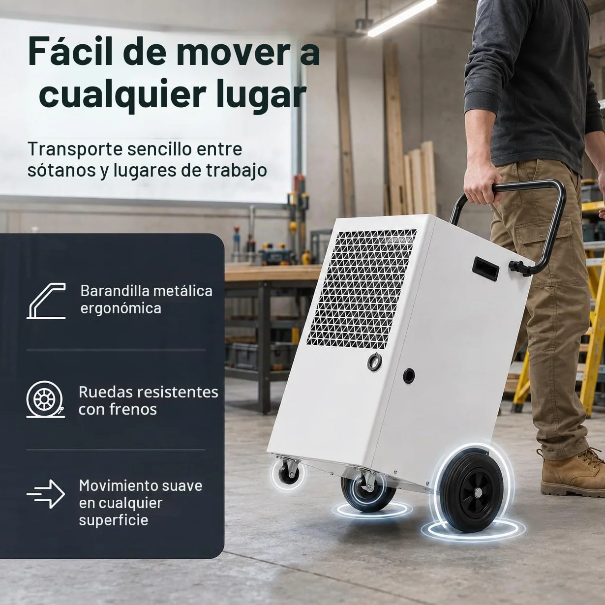 Deshumidificador Eléctrico Grande Industrial 120L/Día: Deshumificadores de Humedad con Bomba Compresor y Manguera de Drenaje 300m²/600m³ Cubierta Portátil Temporizador 24H Secado de Lavandería