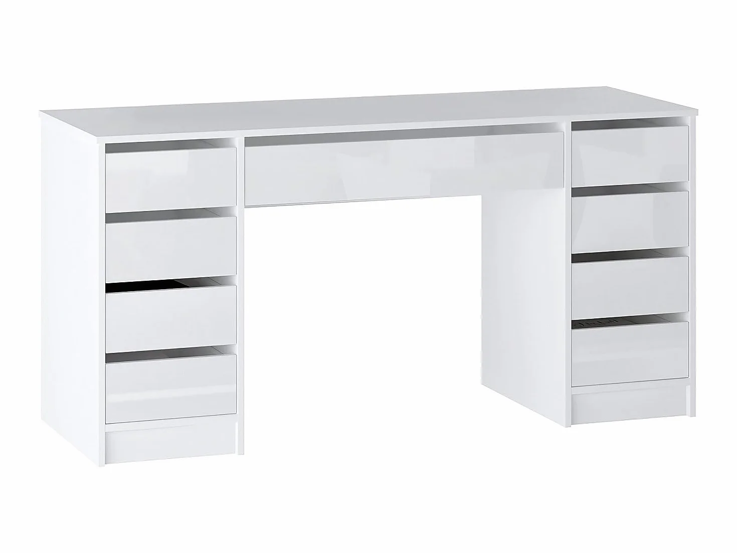 Vente-unique-Escritorio con 9 cajones - Blanco Brillante - JENEMI