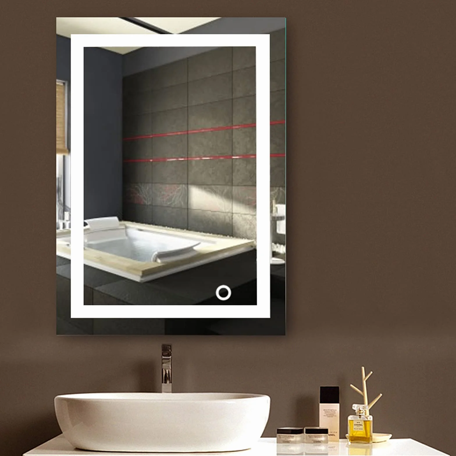 60 x 80 cm Espejo de baño iluminado LED montado en la pared Espejo de luz LED (60x80cm)