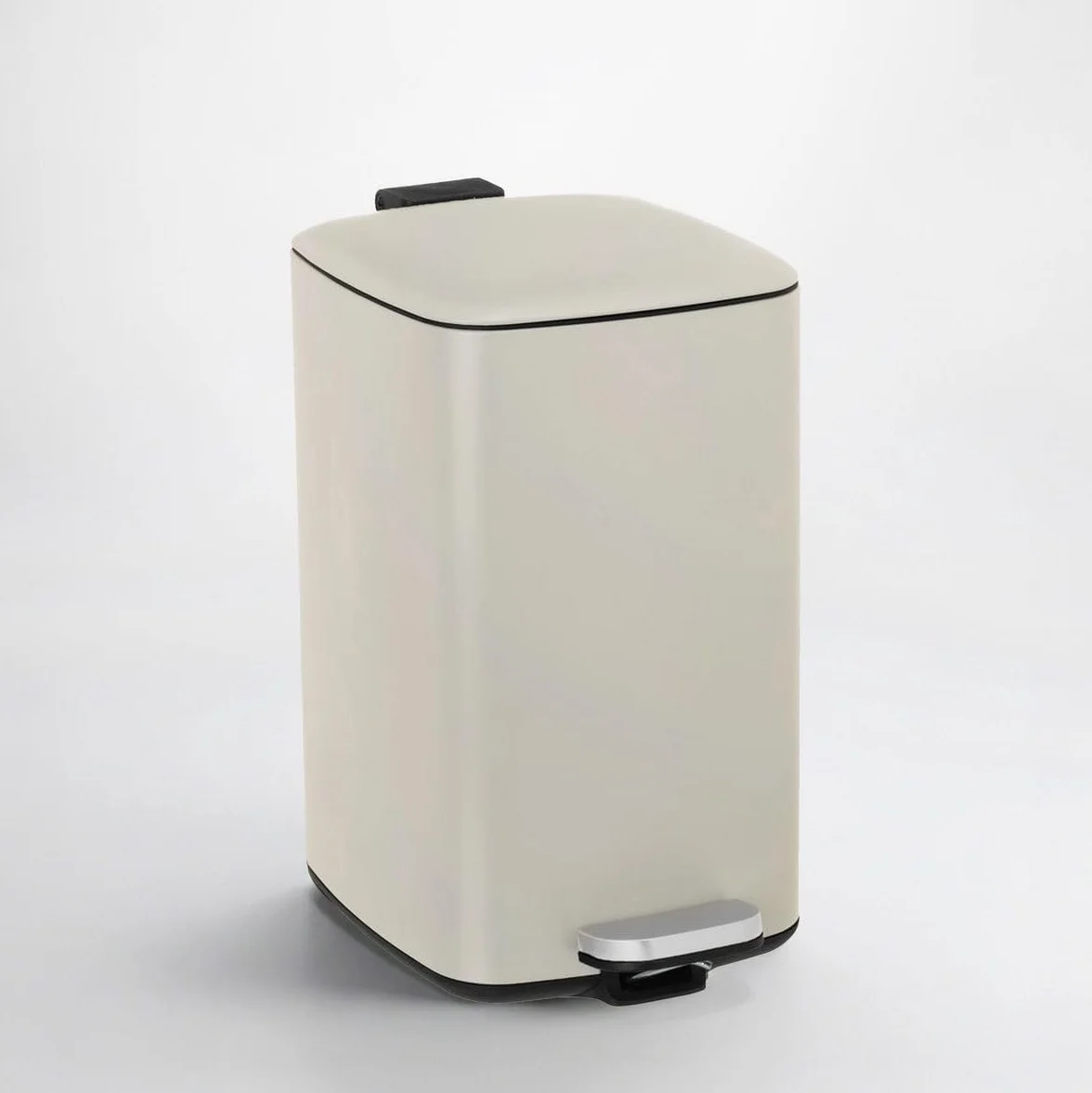 Cubo de Basura Metálico 20L Beige Mate Antihuellas 37x27x45 cm con Pedal y Cierre Suave